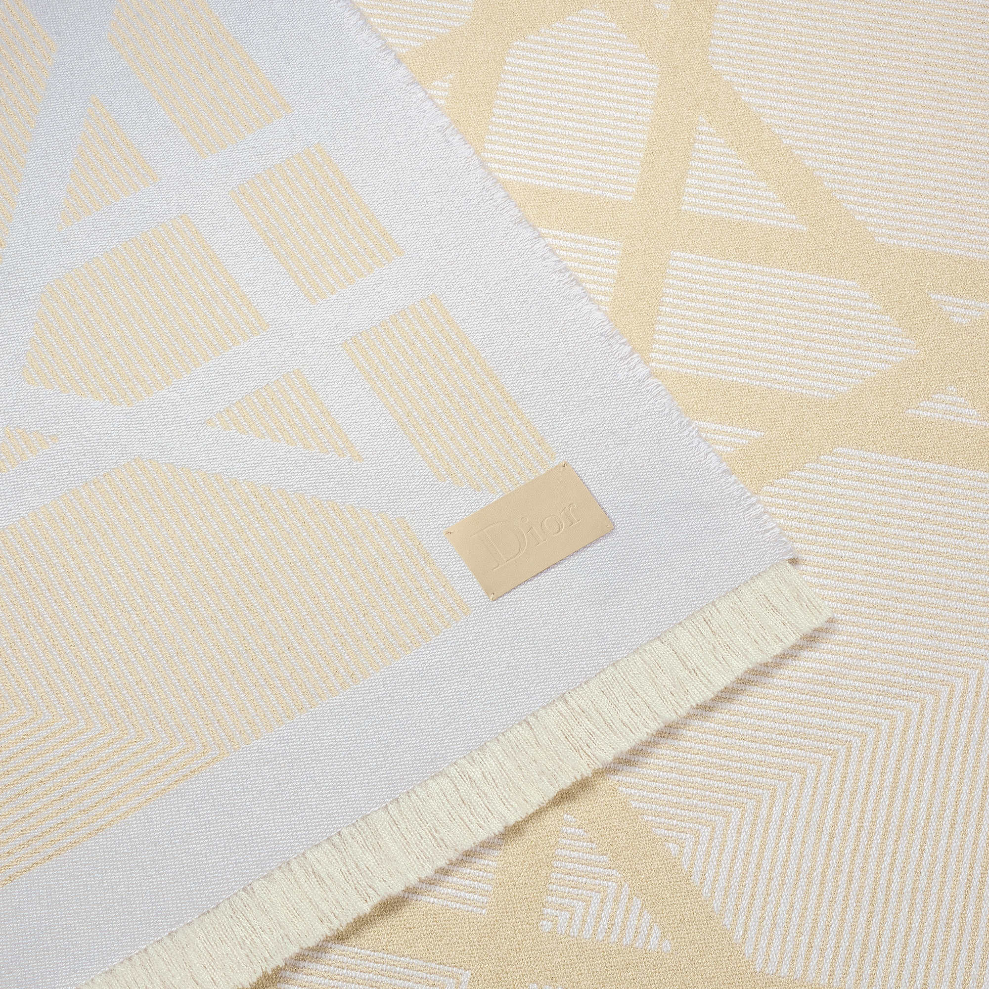 织毯 米色和白色绵羊毛混纺提花面料 Optique 藤格纹 E09