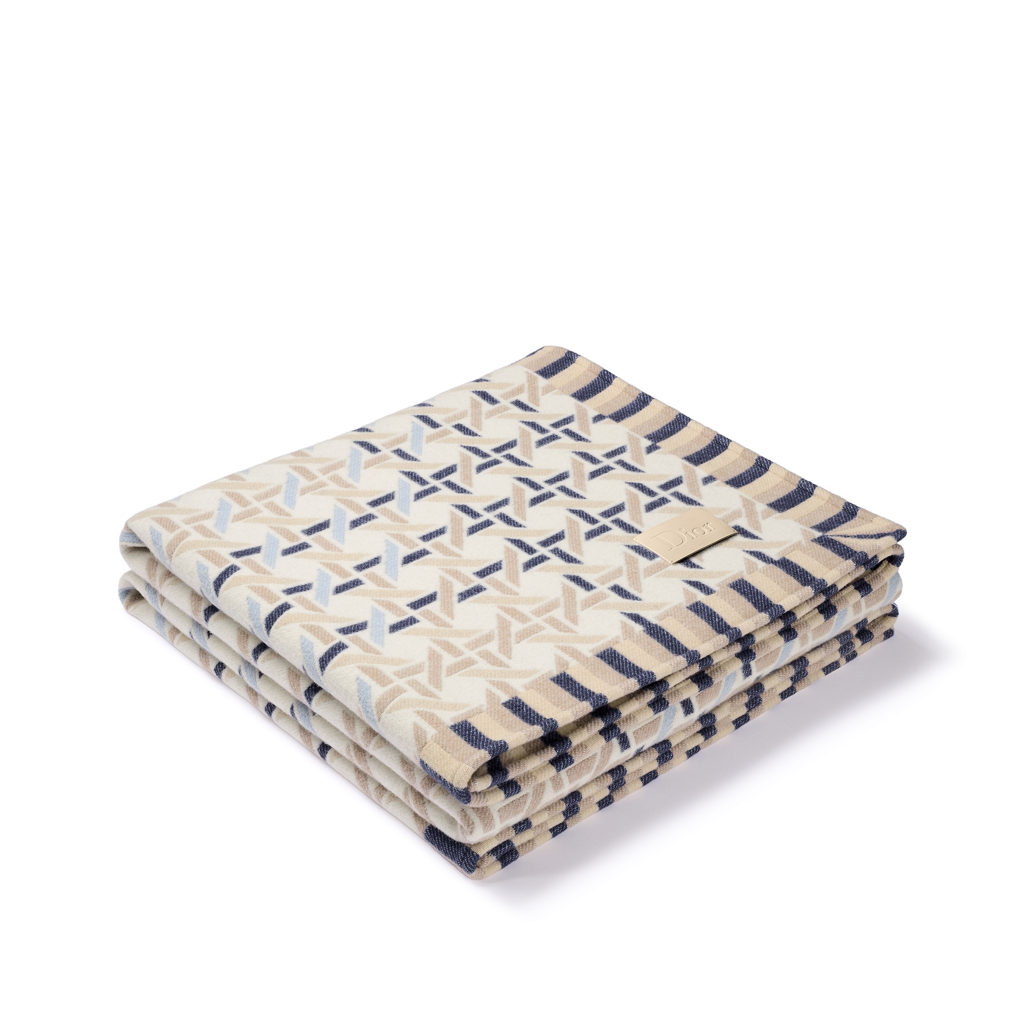 织毯 蓝色绵羊毛混纺提花面料藤格纹格子图案 E03