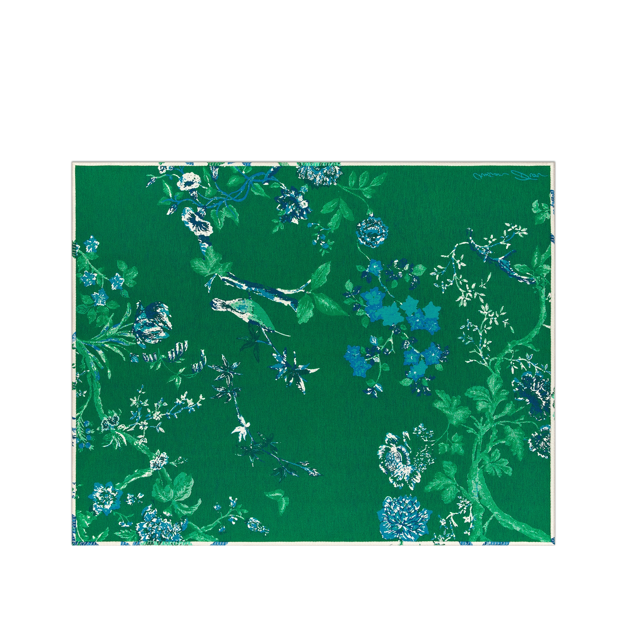 织毯 白色绵羊毛混纺提花面料叶子图案 E08