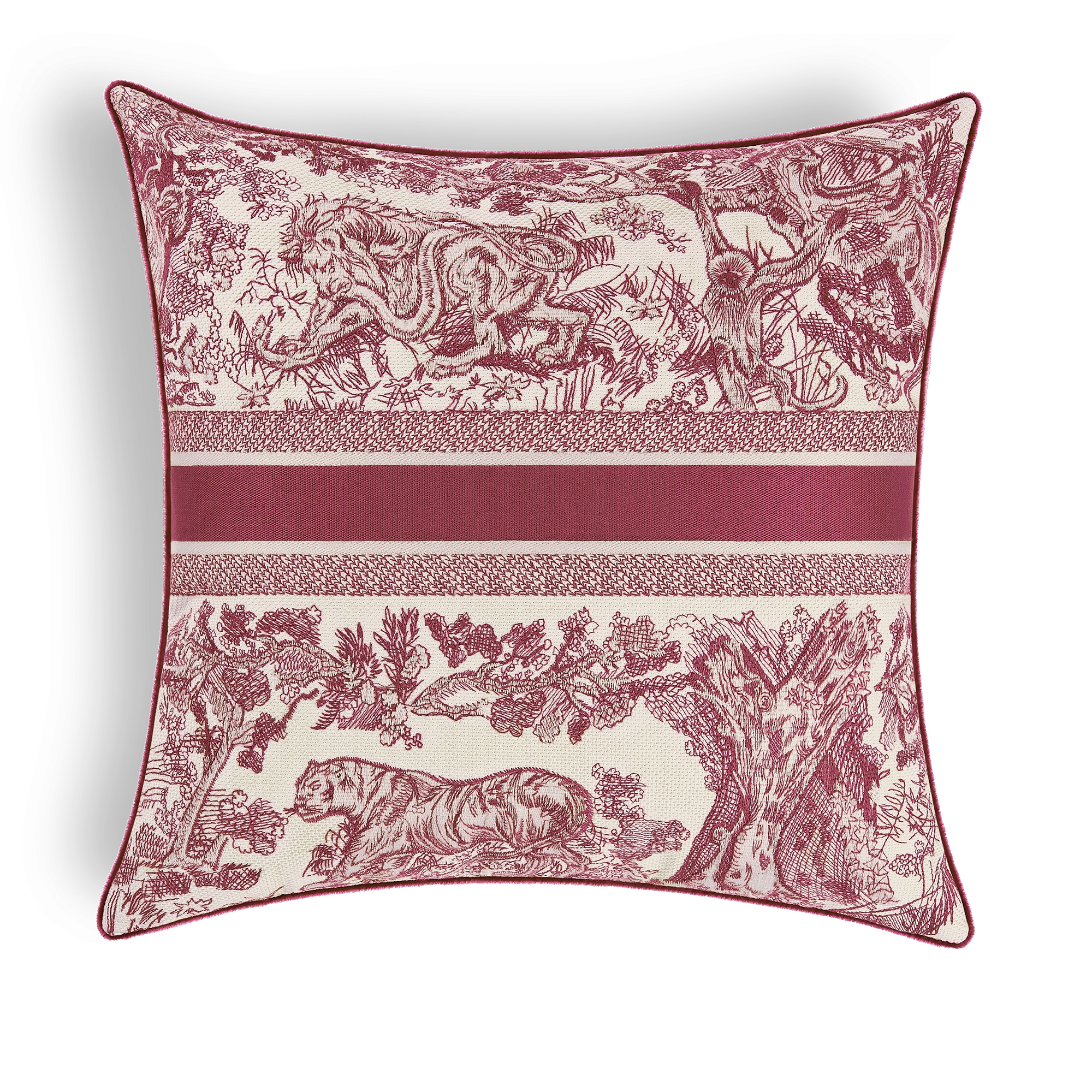 正方形靠垫 酒红色茹伊印花 E08