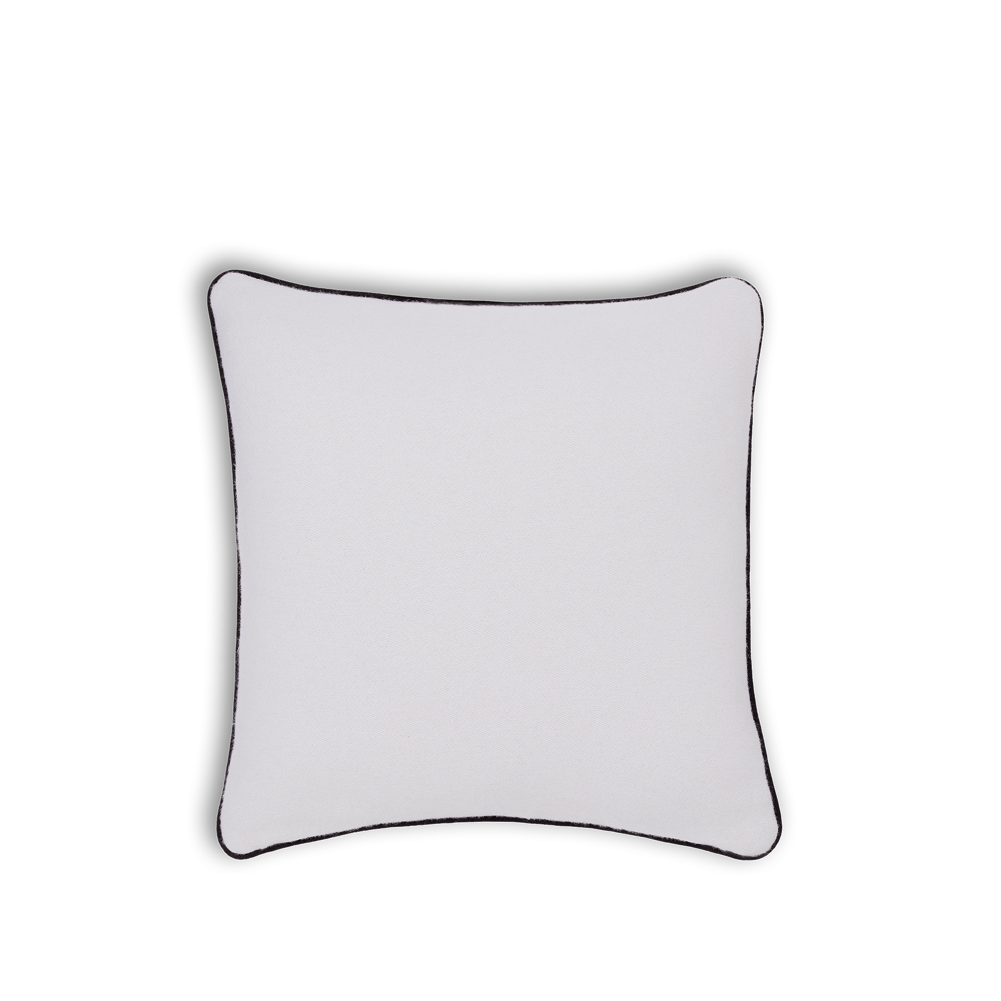 正方形靠垫 黑色和白色绵羊毛、山羊绒和桑蚕丝混纺提花面料 Optique 藤格纹 E08