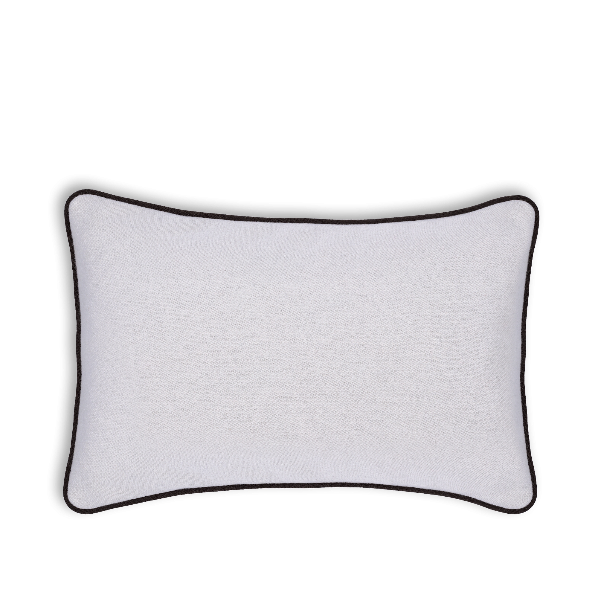 方形靠垫 黑色和白色绵羊毛、山羊绒和桑蚕丝混纺提花面料 Optique 藤格纹 E08