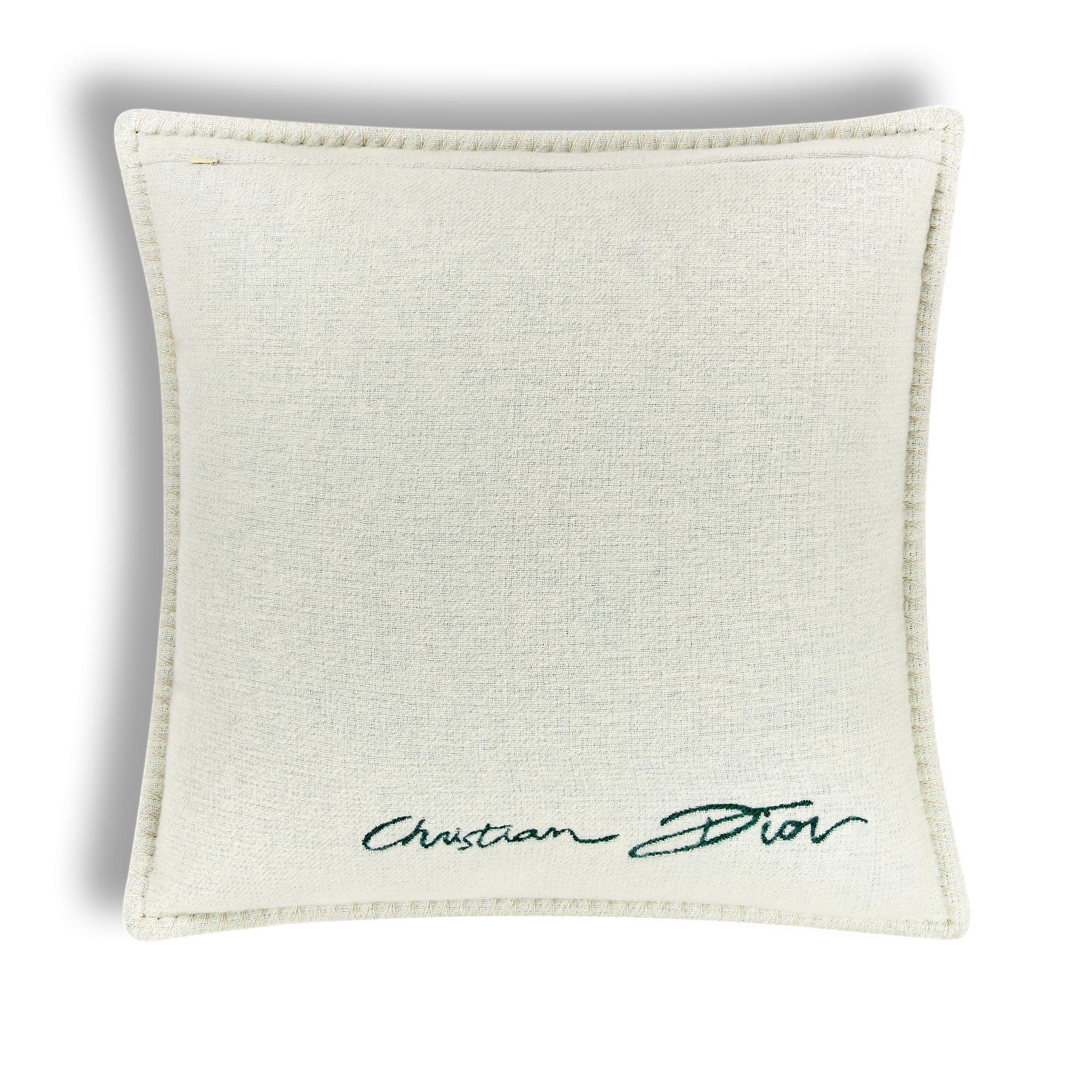 正方形靠垫 白色绵羊毛混纺提花面料叶子图案 E08