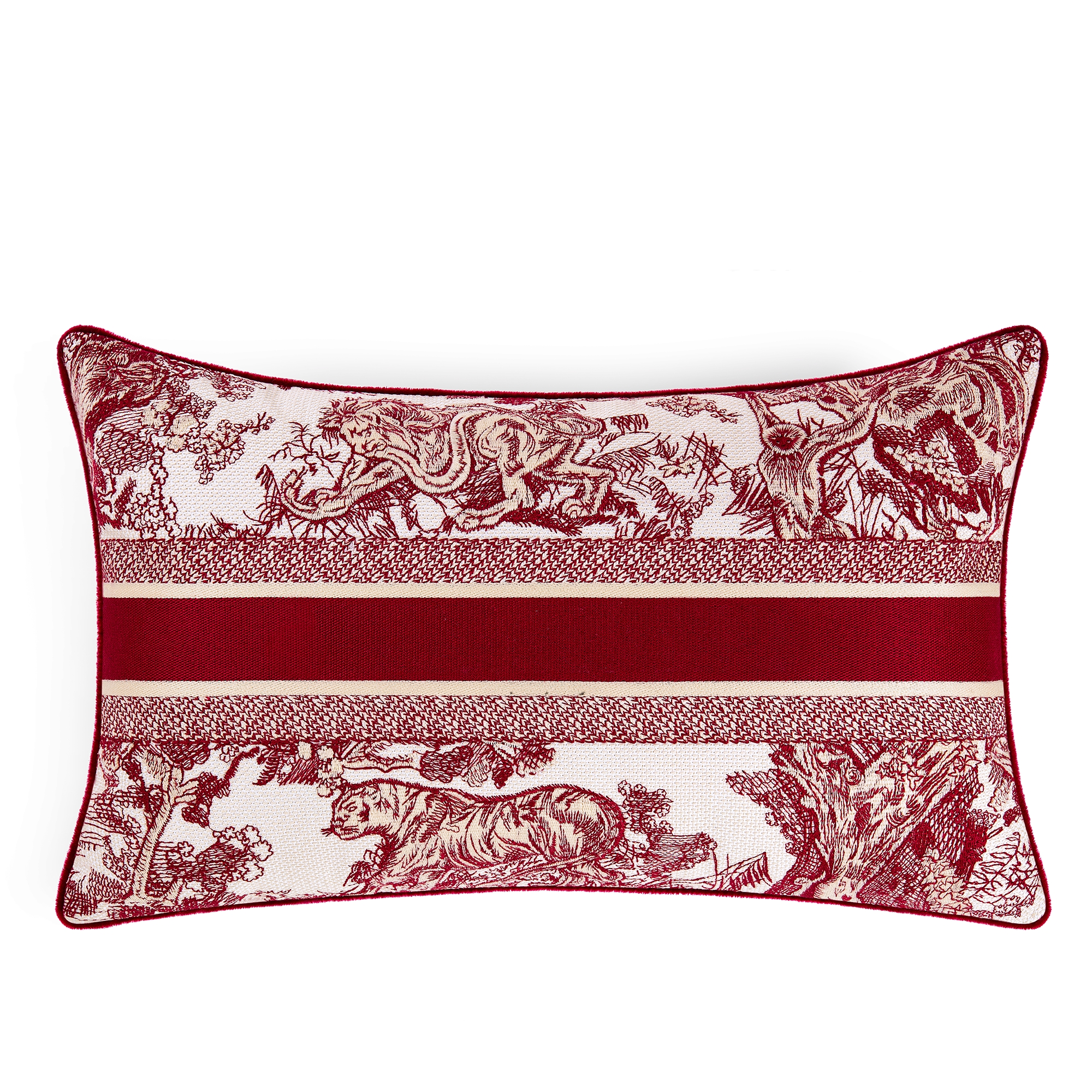 长方形靠垫 酒红色茹伊印花 E08