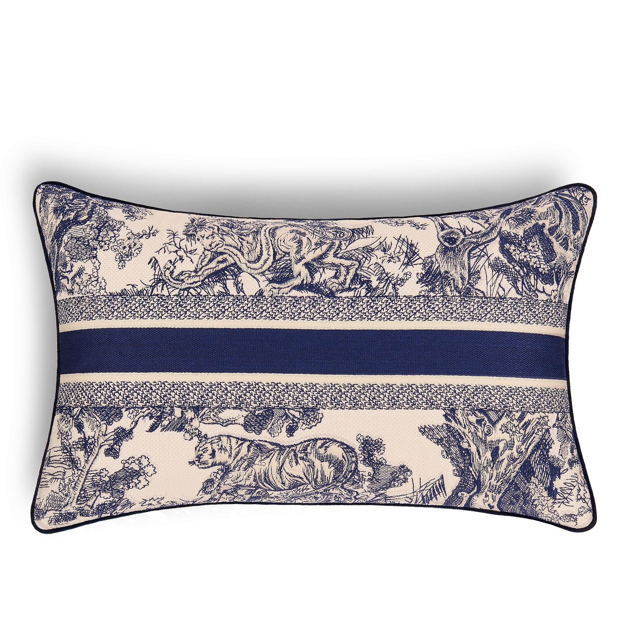 方形靠垫 蓝色茹伊印花 E08