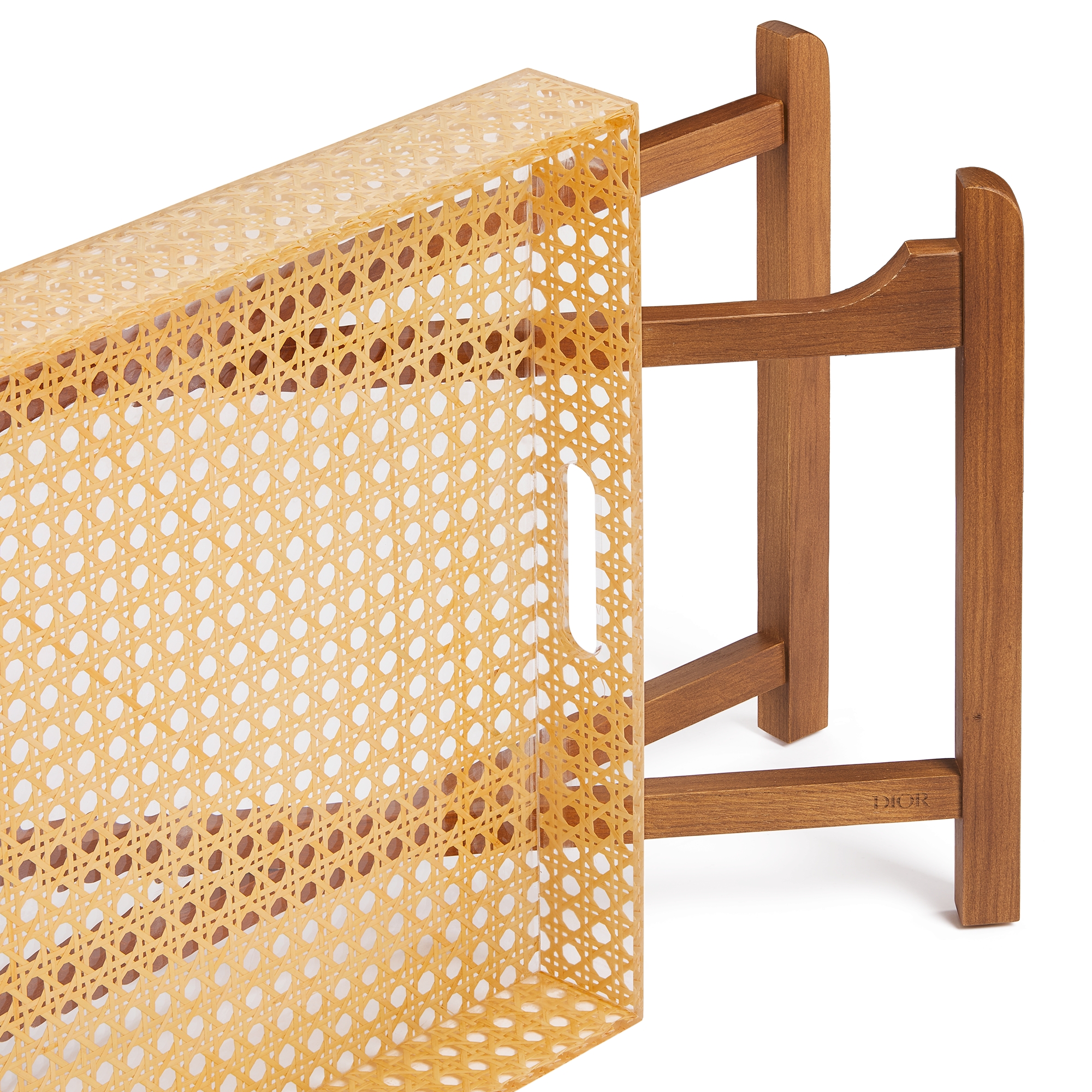 咖啡桌 人工树脂、橡木和藤条，Provence 藤格纹图案 E10