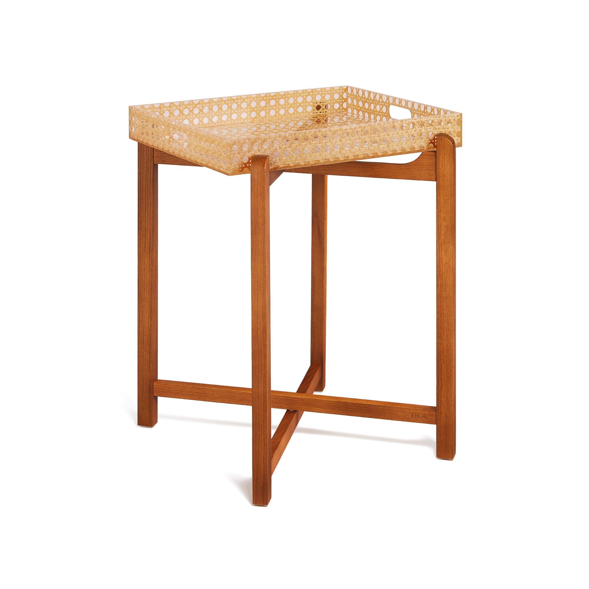 茶几 人工树脂、橡木和藤条，Provence 藤格纹图案 E03