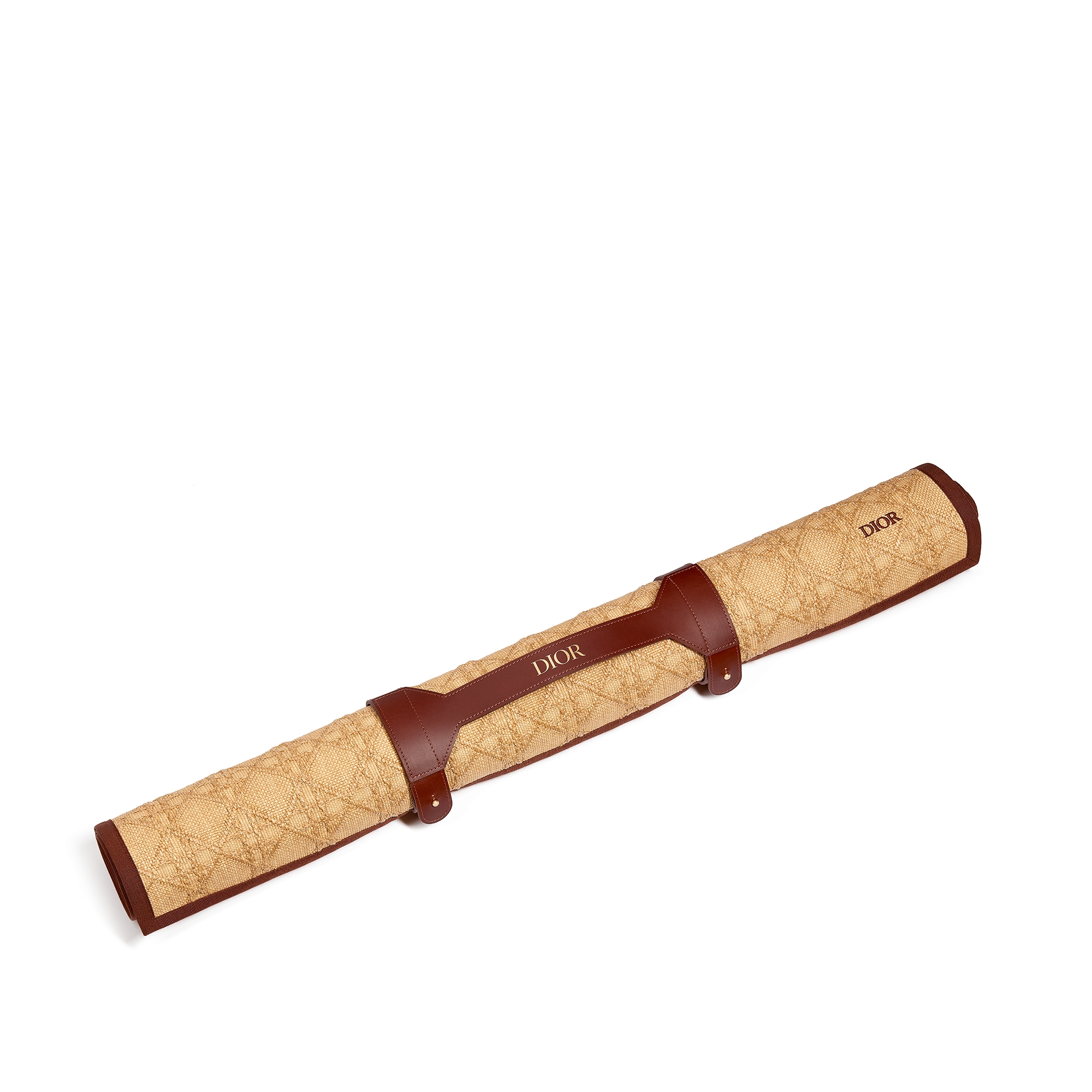 沙滩垫 酒椰草效果科技面料和牛皮革藤格纹图案 E03