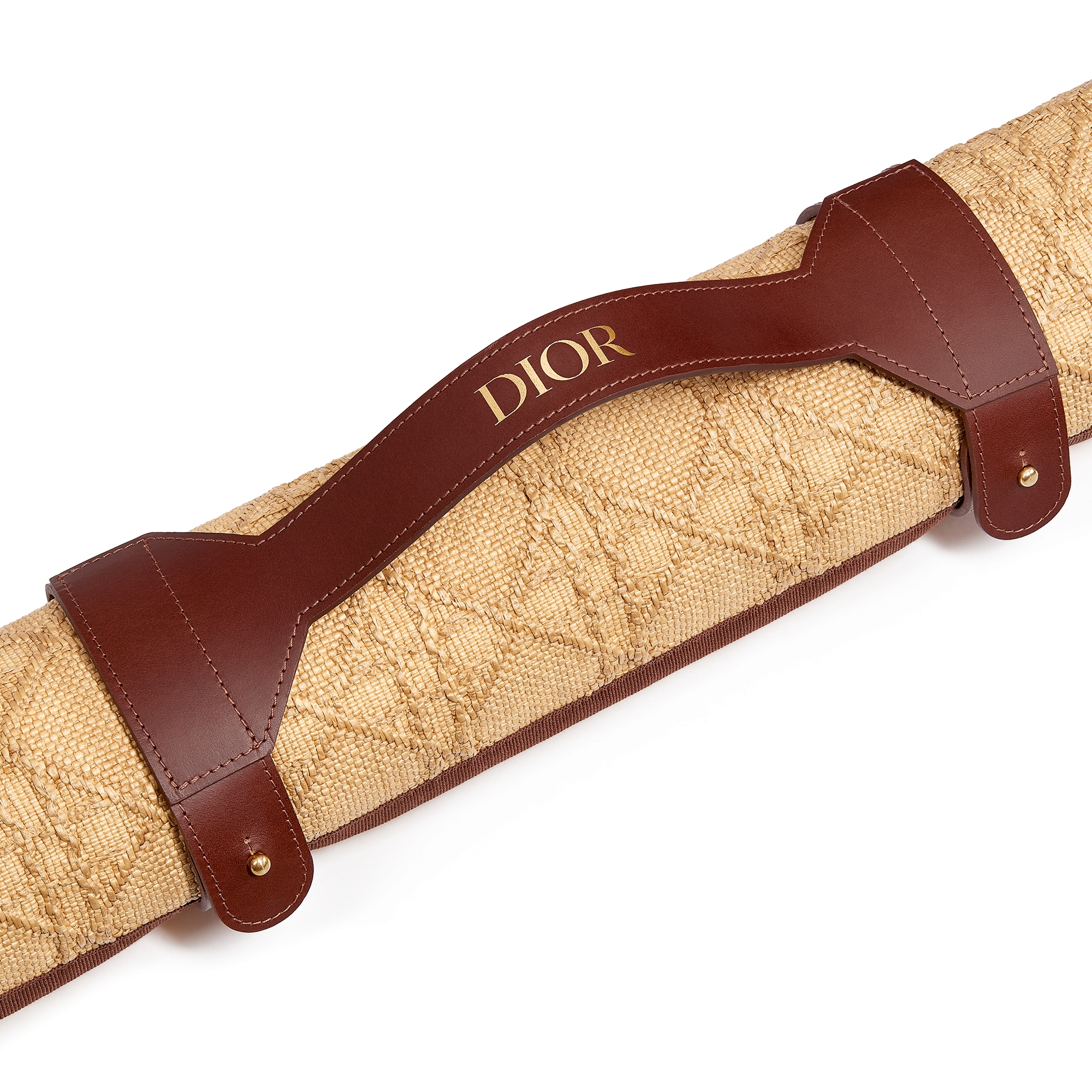 沙滩垫 酒椰草效果科技面料和牛皮革藤格纹图案 E09