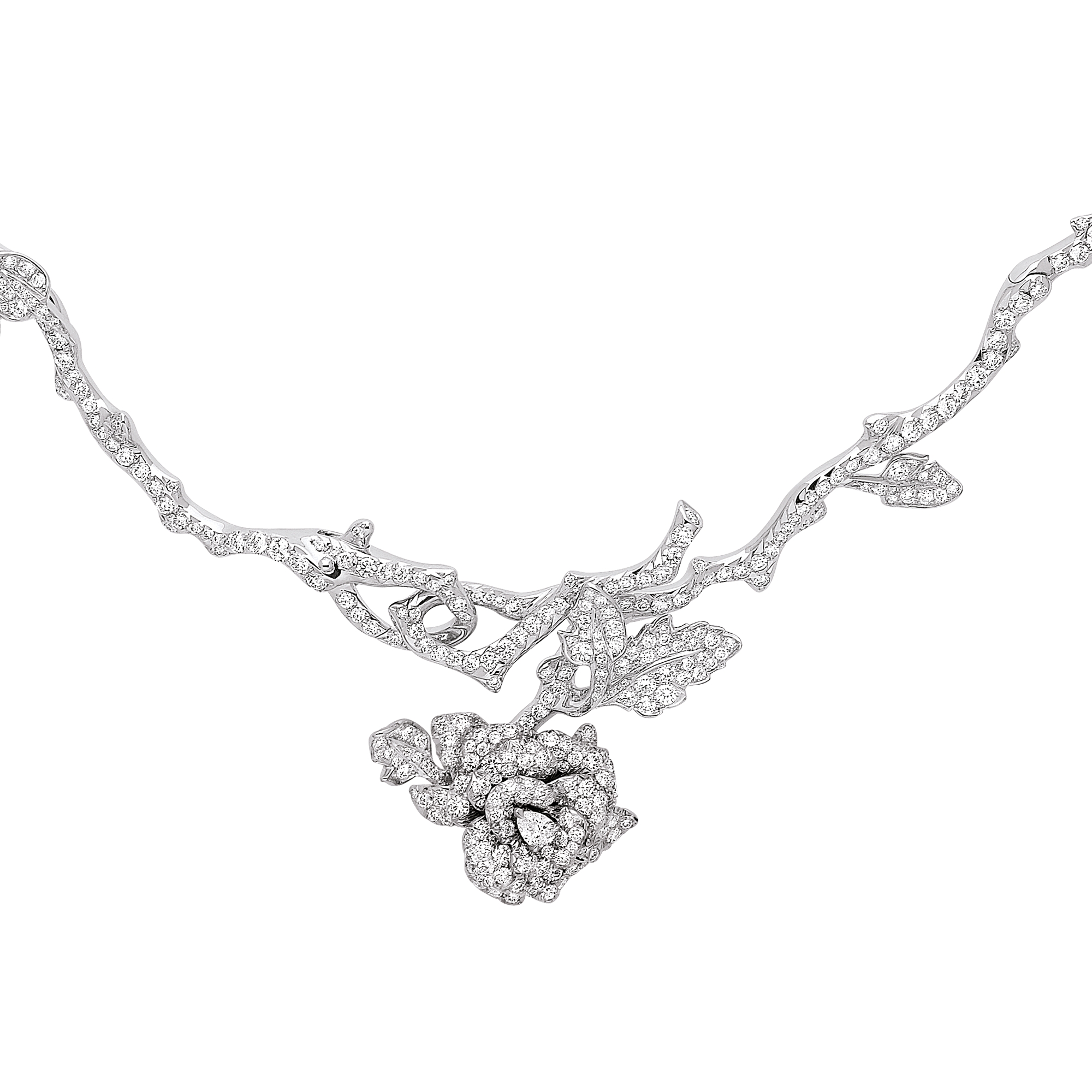 Rose Dior Bagatelle 项链 白色 18K 金和钻石 E06