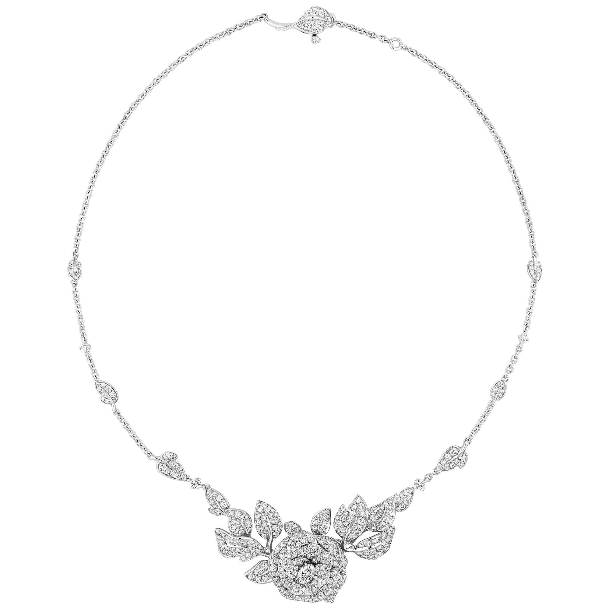 大号 Rose Dior Bagatelle 项链 白色 18K 金和钻石 E01