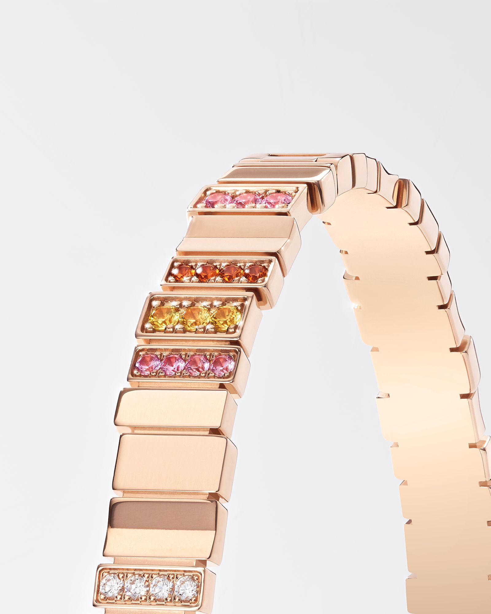 GEM DIOR 手链 玫瑰色 18K 金、钻石、粉色和黄色蓝宝石、粉色红宝石和锰铝榴石 E02