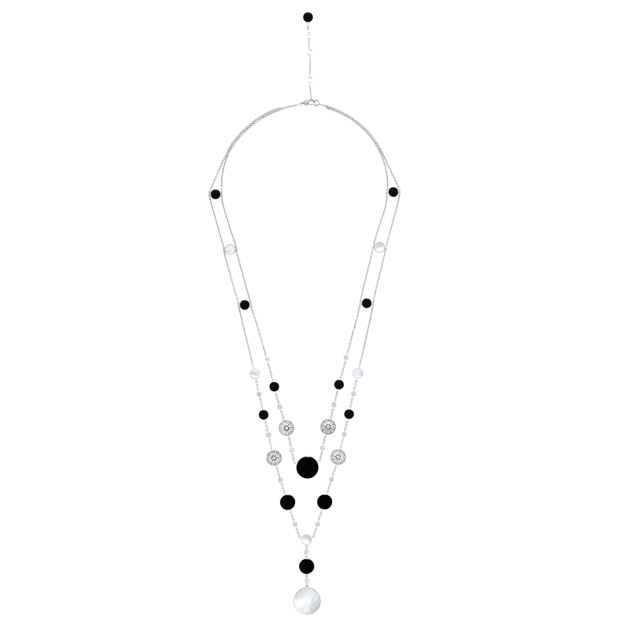 Rose des Vents 长款项链 白色 18K 金、钻石、珍珠母贝和缟玛瑙装饰 E07