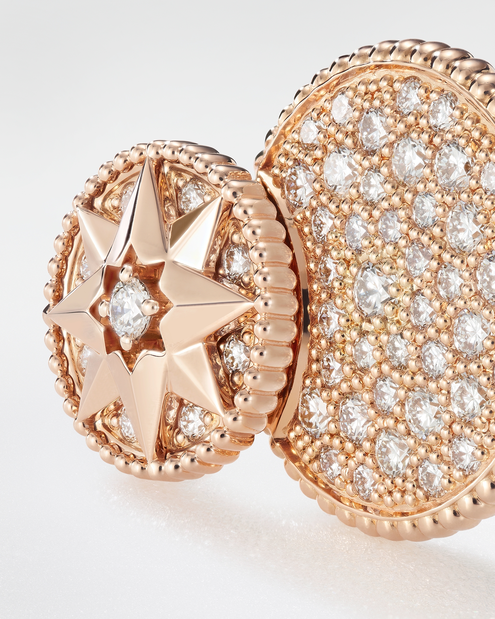 Rose des Vents 戒指 玫瑰色 18K 金和钻石 E03