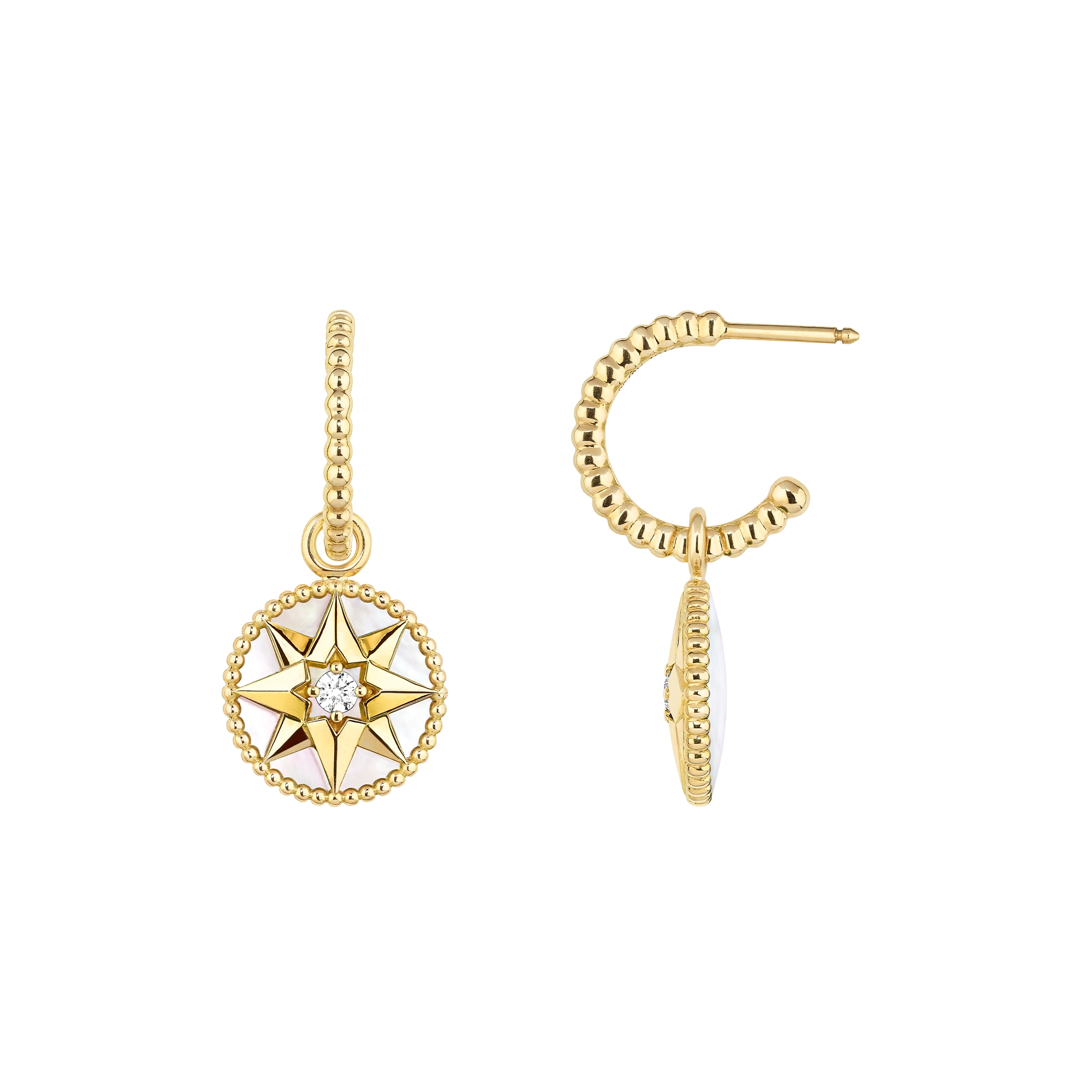 Rose des Vents 耳环 黄色 18K 金、钻石和珍珠母贝装饰 E02