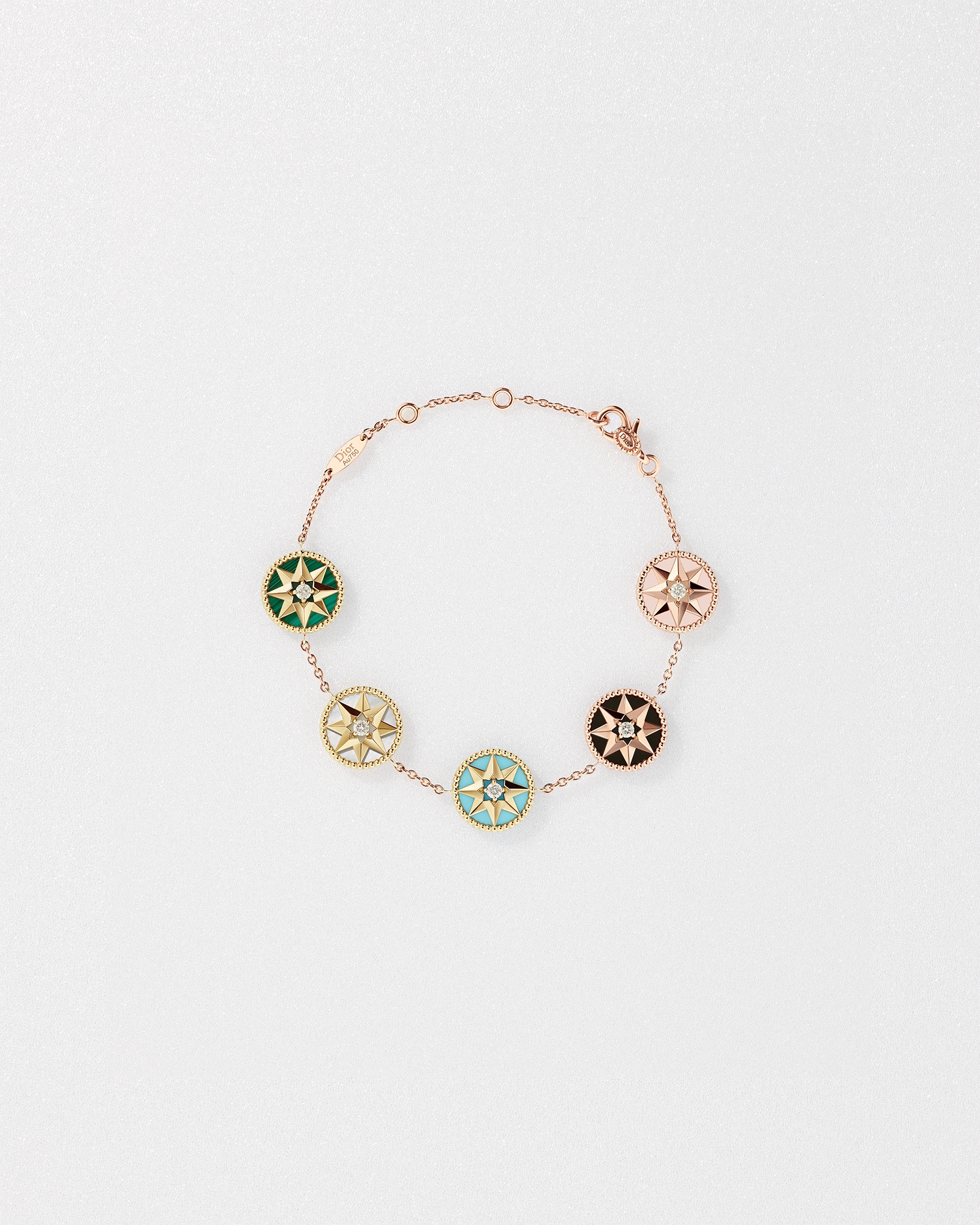 Rose des Vents 手链 黄色和玫瑰色 18K 金、钻石和石饰 E01