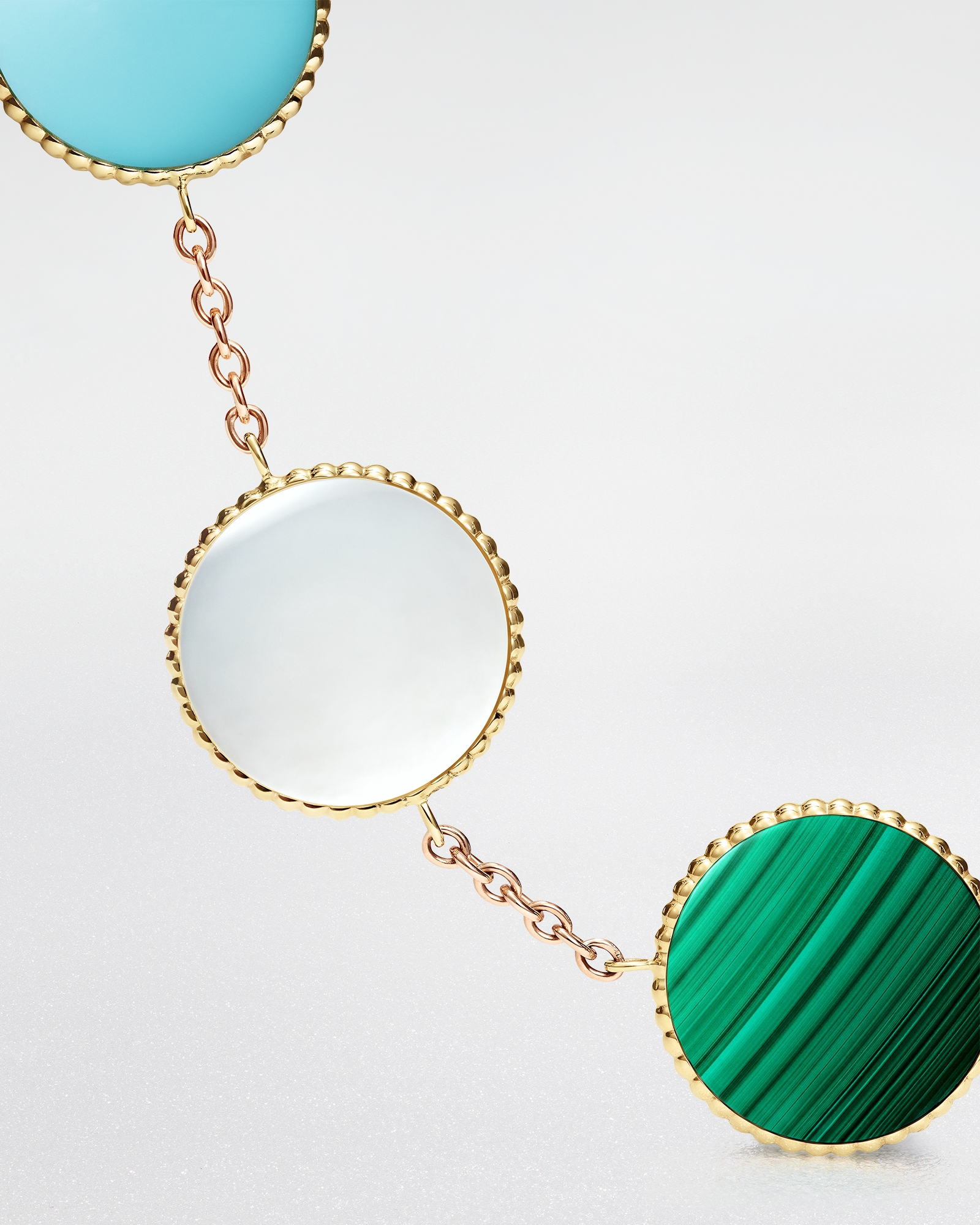 Rose des Vents 手链 黄色和玫瑰色 18K 金、钻石和石饰 E02