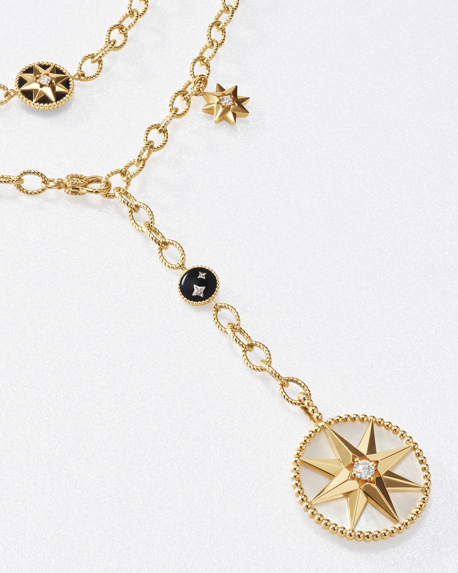 Rose Céleste 多用腰带 黄色 18K 金、铂金、钻石、珍珠母贝和缟玛瑙装饰 E03