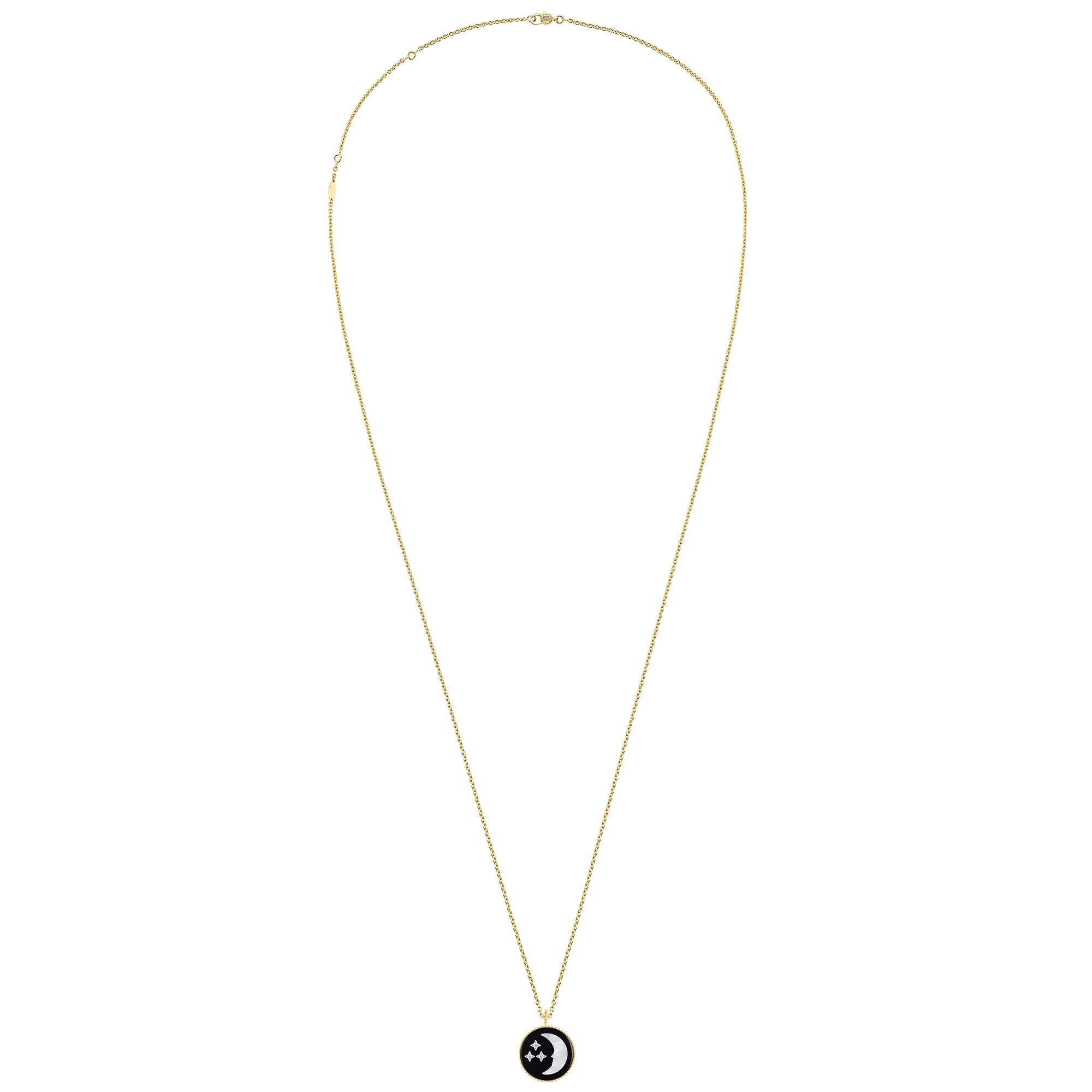 Rose Céleste 饰牌项链 黄色和白色 18K 金、钻石、珍珠母贝和缟玛瑙装饰 E07