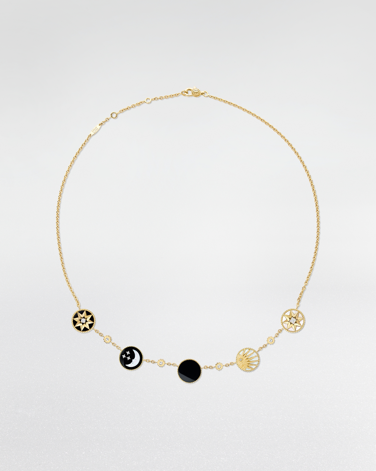 Rose des Vents 和 Rose Céleste 项链 黄色 18K 金、白色 18K 金、钻石、珍珠母贝和缟玛瑙装饰 E09