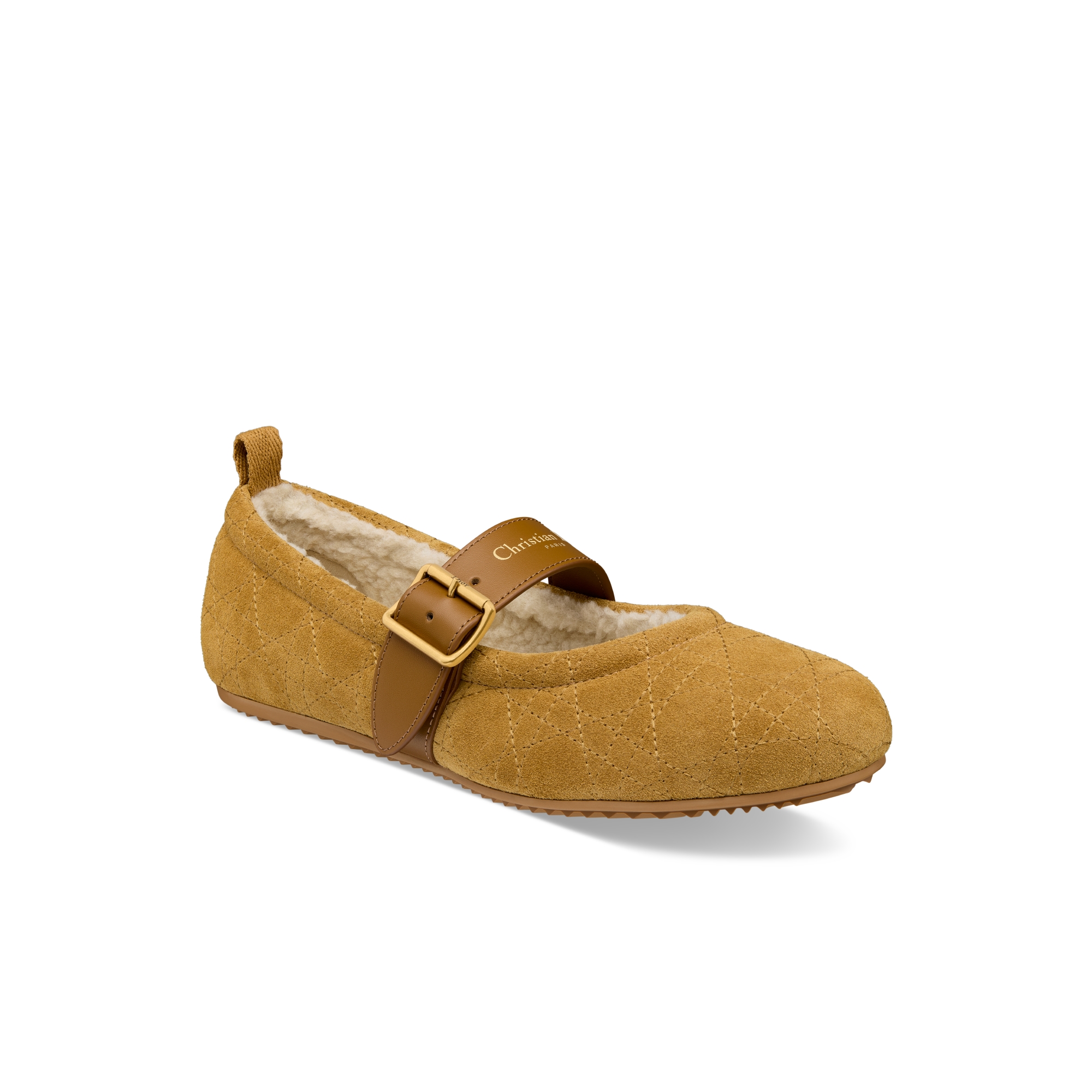 DiorAlps Dior Frost 芭蕾鞋 驼色绒面牛皮革藤格纹 E03