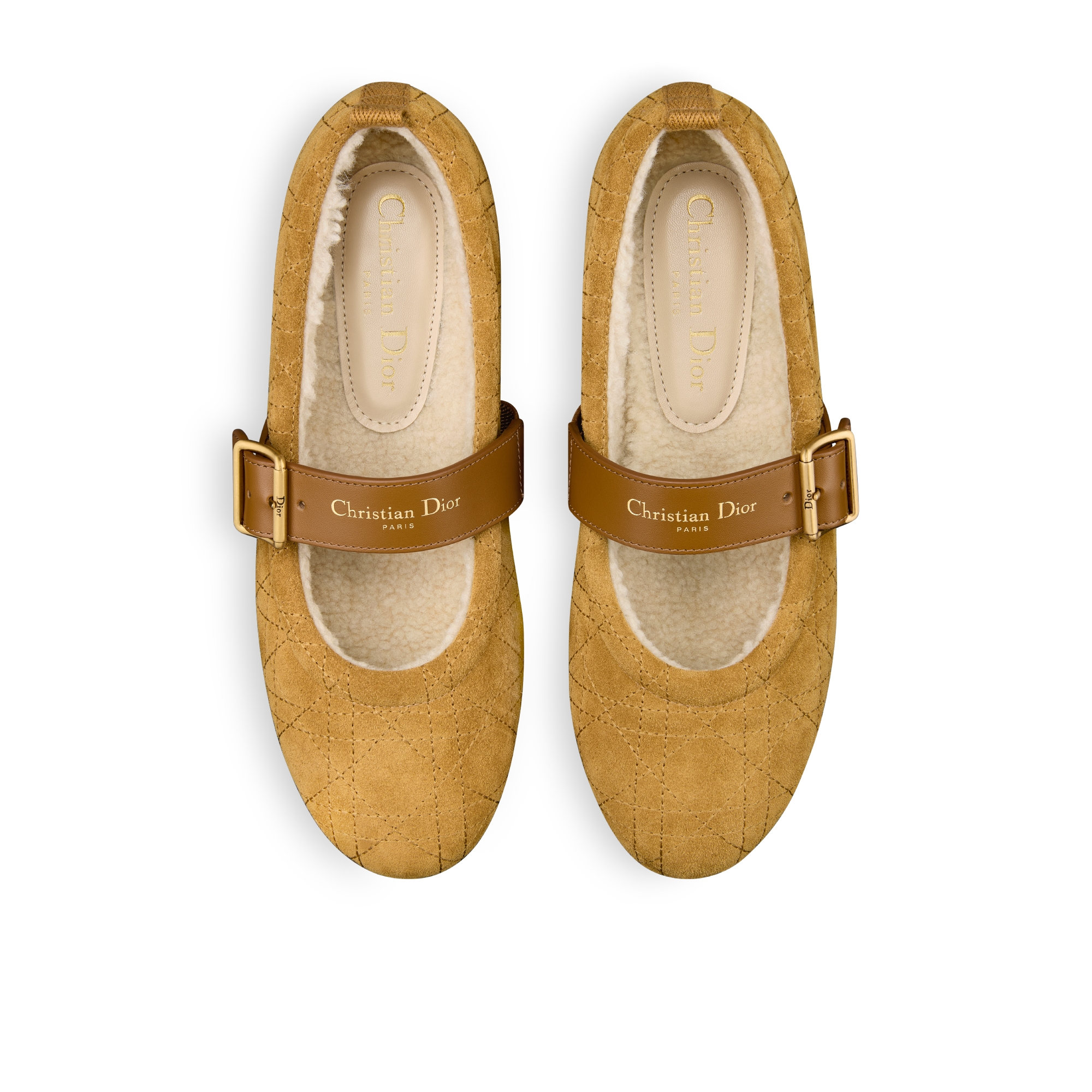 DiorAlps Dior Frost 芭蕾鞋 驼色绒面牛皮革藤格纹 E06