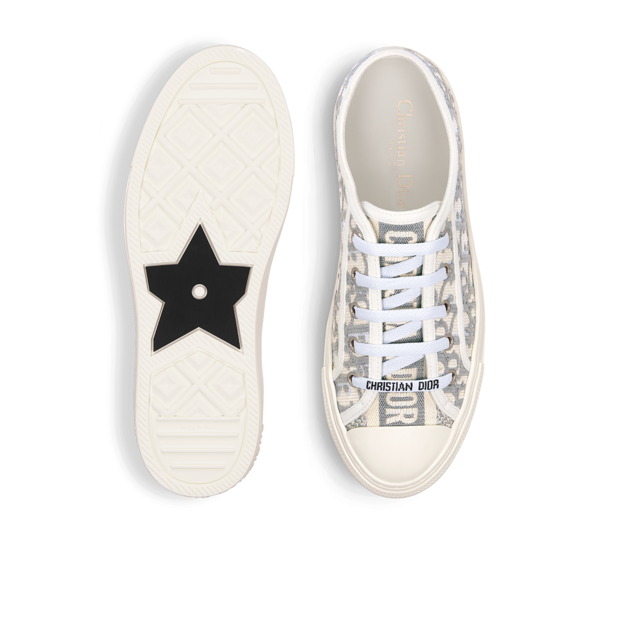 Walk'n'Dior 运动鞋 岩石灰色棉质刺绣面料 Oblique 印花 E07