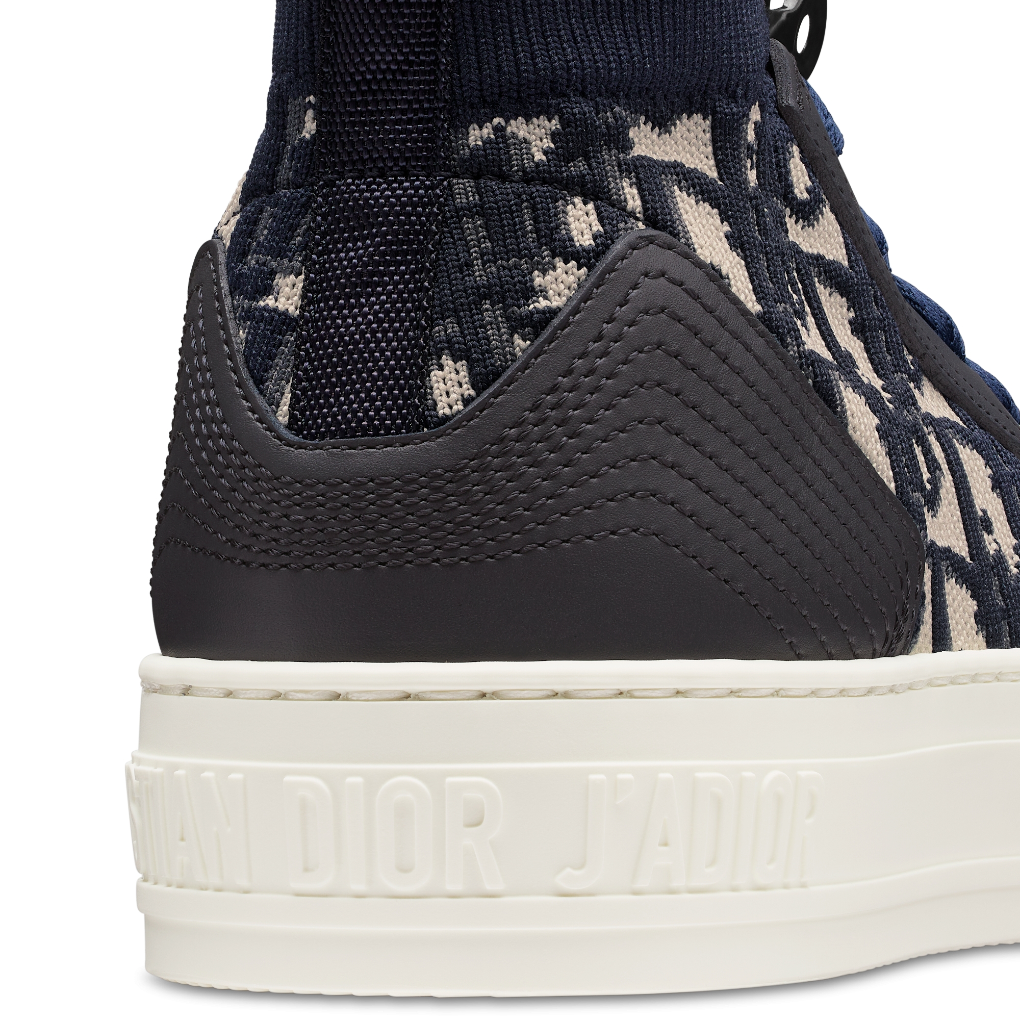 Walk'n'Dior 运动鞋 深蓝色科技针织面料和牛皮革 Oblique 印花 E09