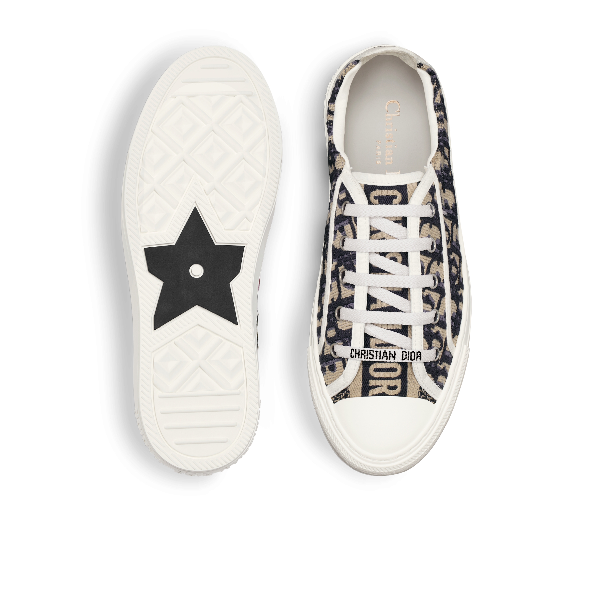 Walk'n'Dior 低帮运动鞋 深蓝色棉质刺绣面料 Oblique 印花 E07