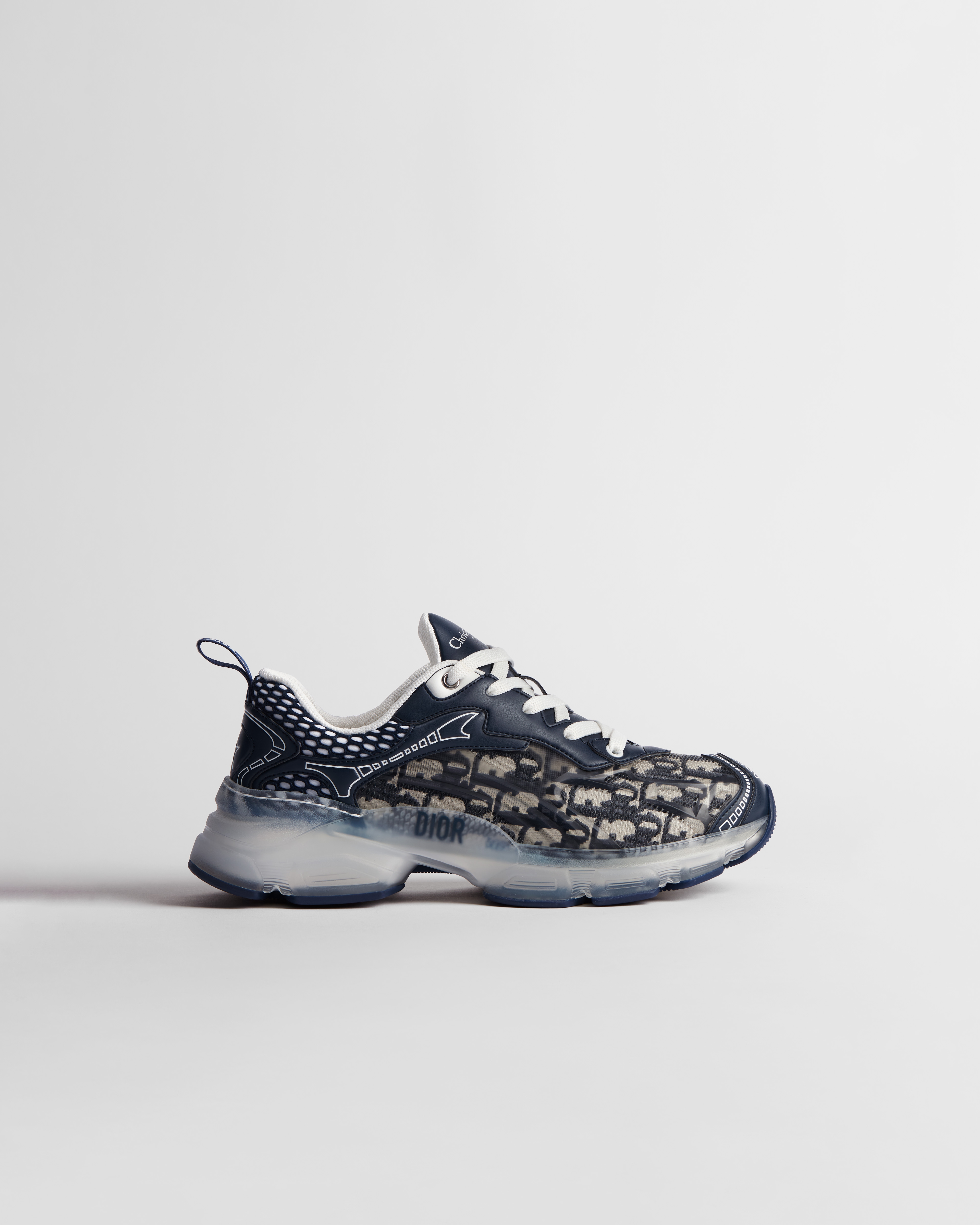 Dior Vibe 运动鞋 深蓝色科技面料 Oblique 印花和透明橡胶 E02