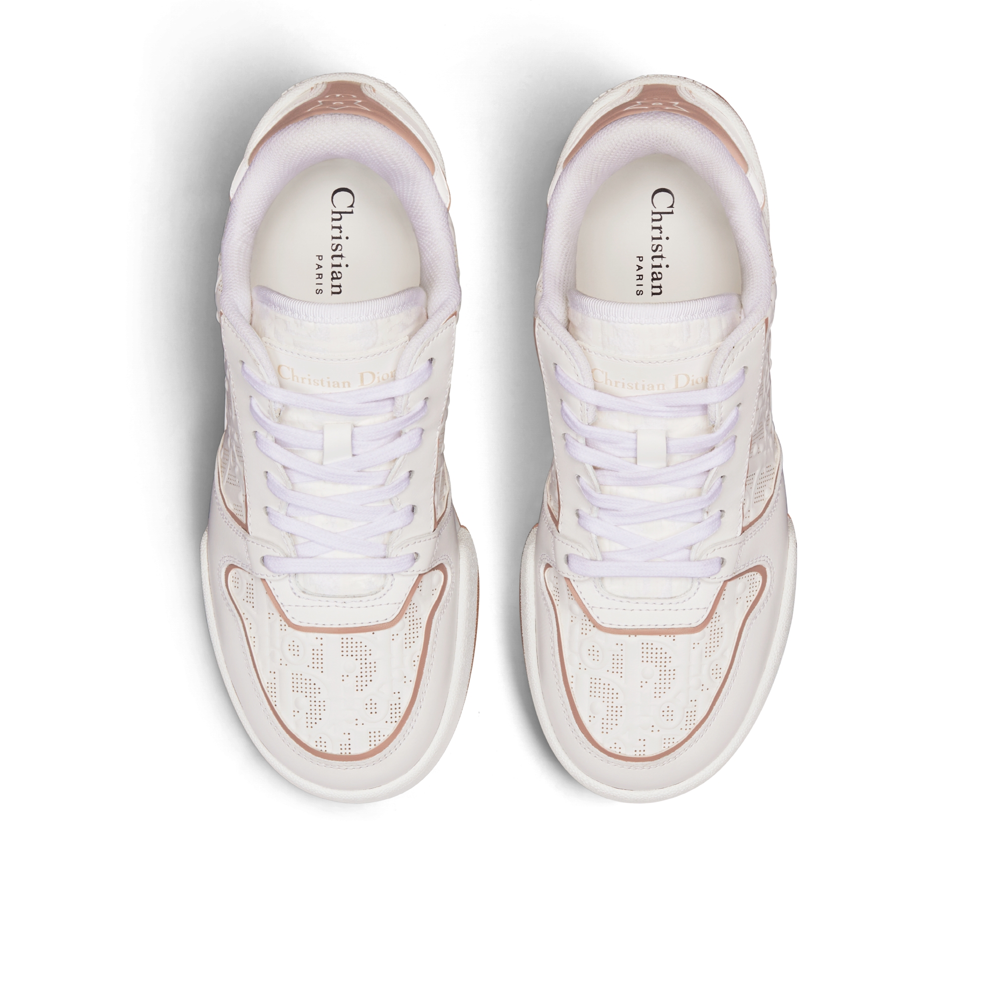 Dior One 运动鞋 白色和裸色镂空牛皮革 Oblique 印花 E06