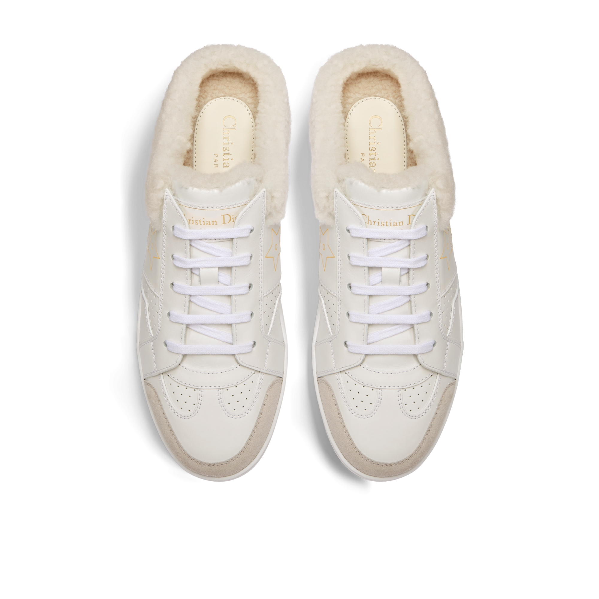 Dior Star 运动鞋 白色牛皮革和羊皮革皮毛一体 E06