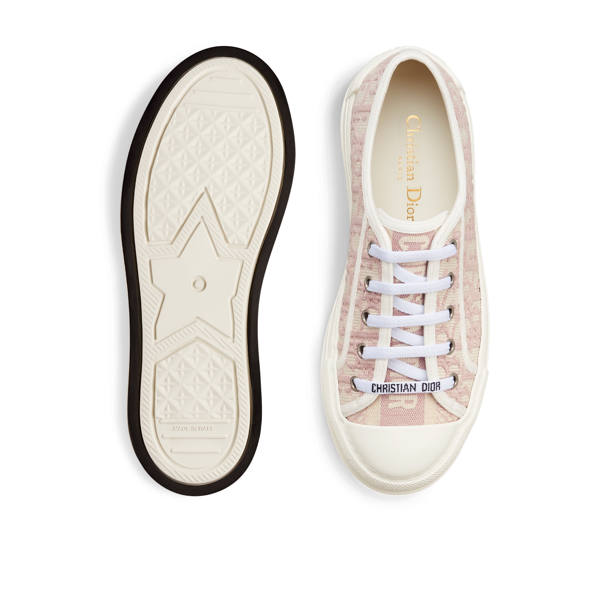 Walk'n'Dior 厚底运动鞋 裸色棉质刺绣面料 Oblique 印花 E10