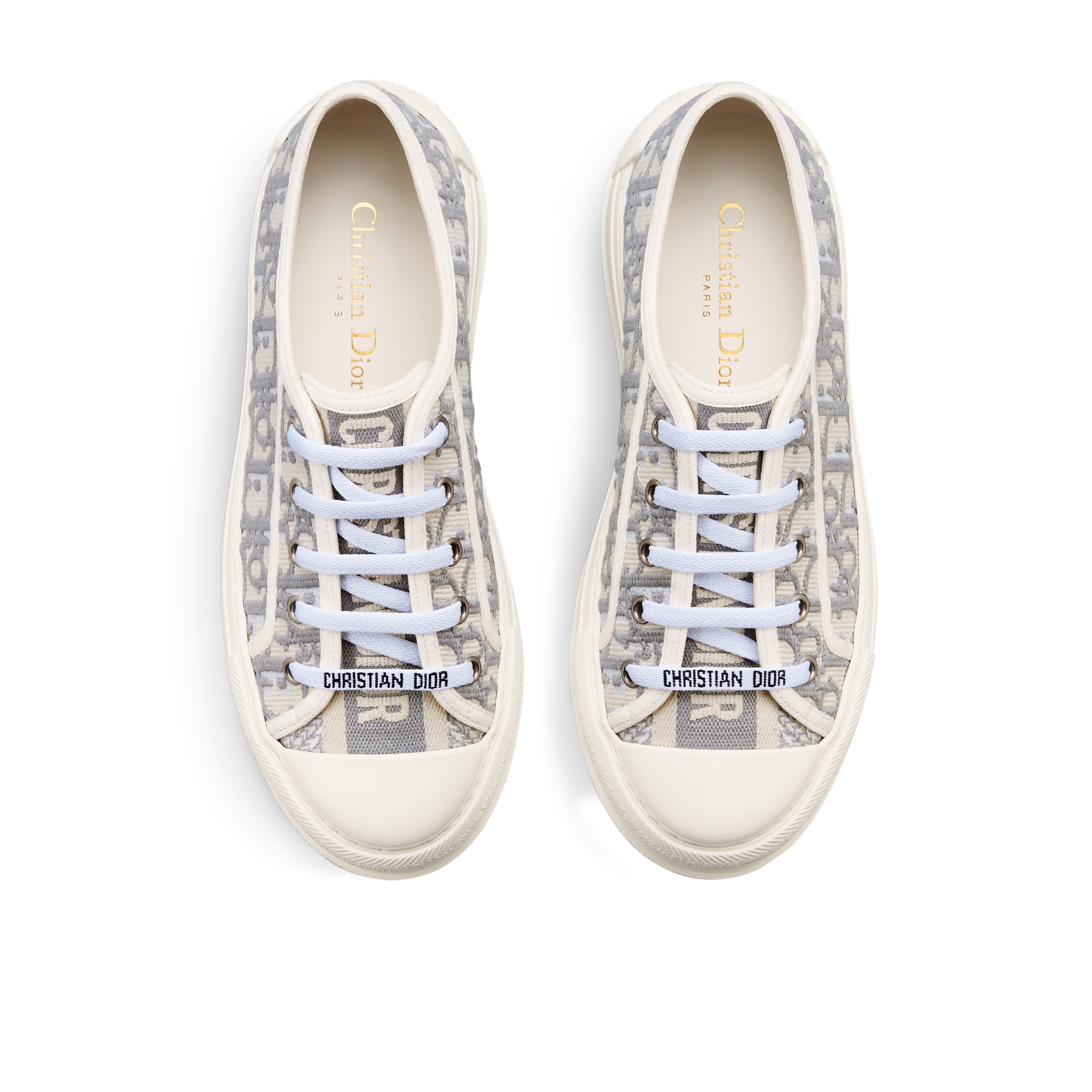 Walk'n'Dior 厚底运动鞋 岩石灰色棉质刺绣面料 Oblique 印花 E06