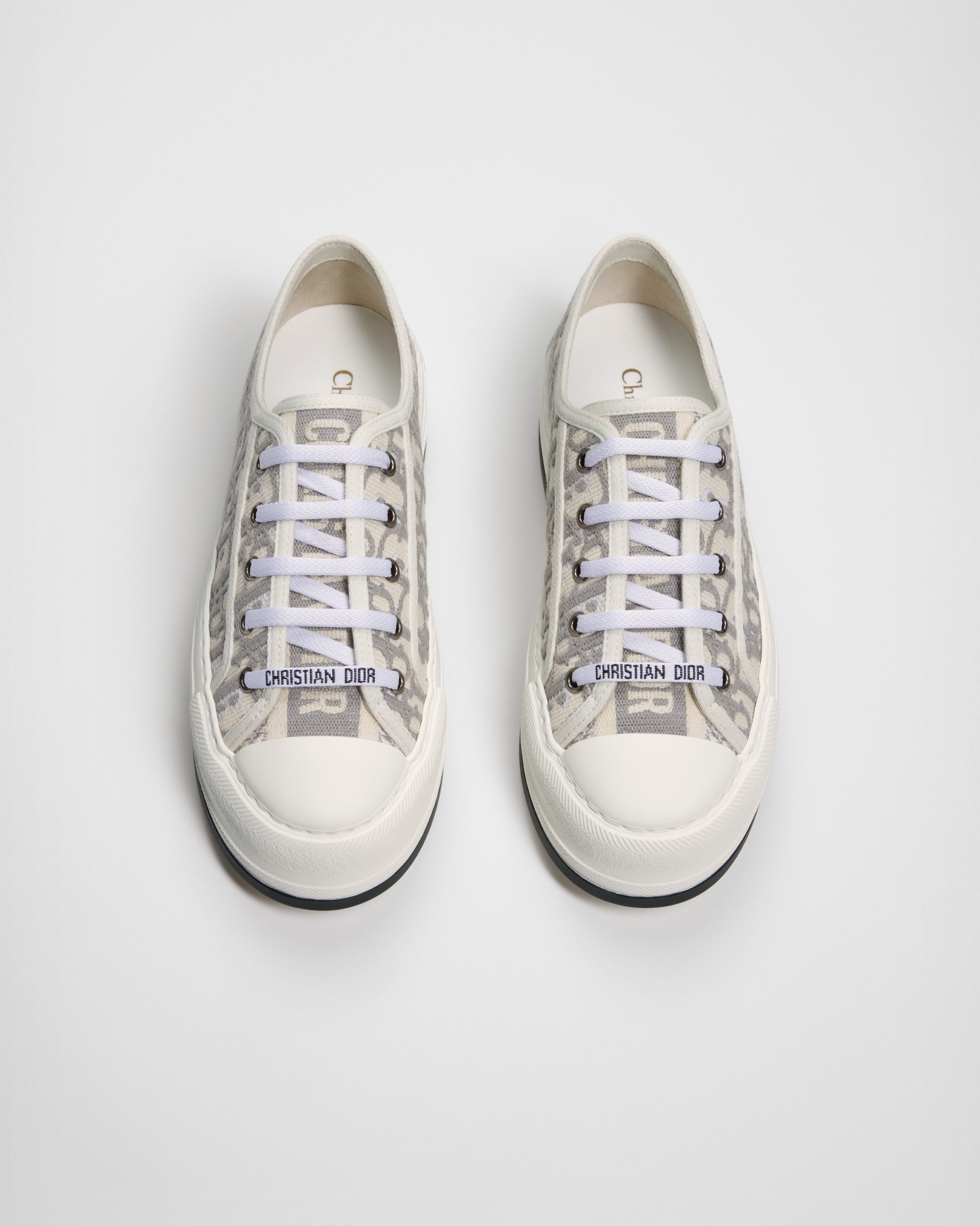 Walk'n'Dior 厚底运动鞋 岩石灰色棉质刺绣面料 Oblique 印花 E06