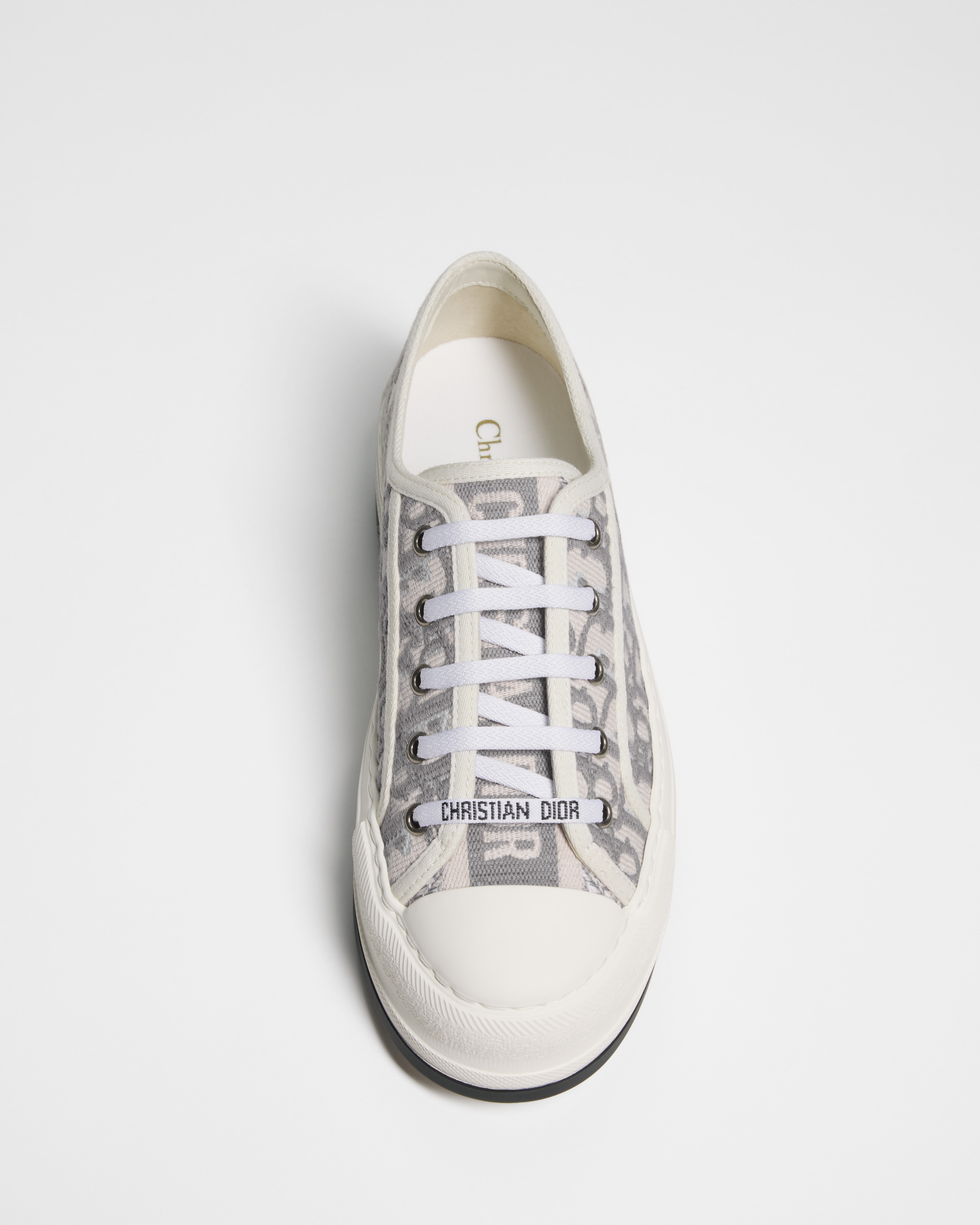 Walk'n'Dior 厚底运动鞋 岩石灰色棉质刺绣面料 Oblique 印花 E12