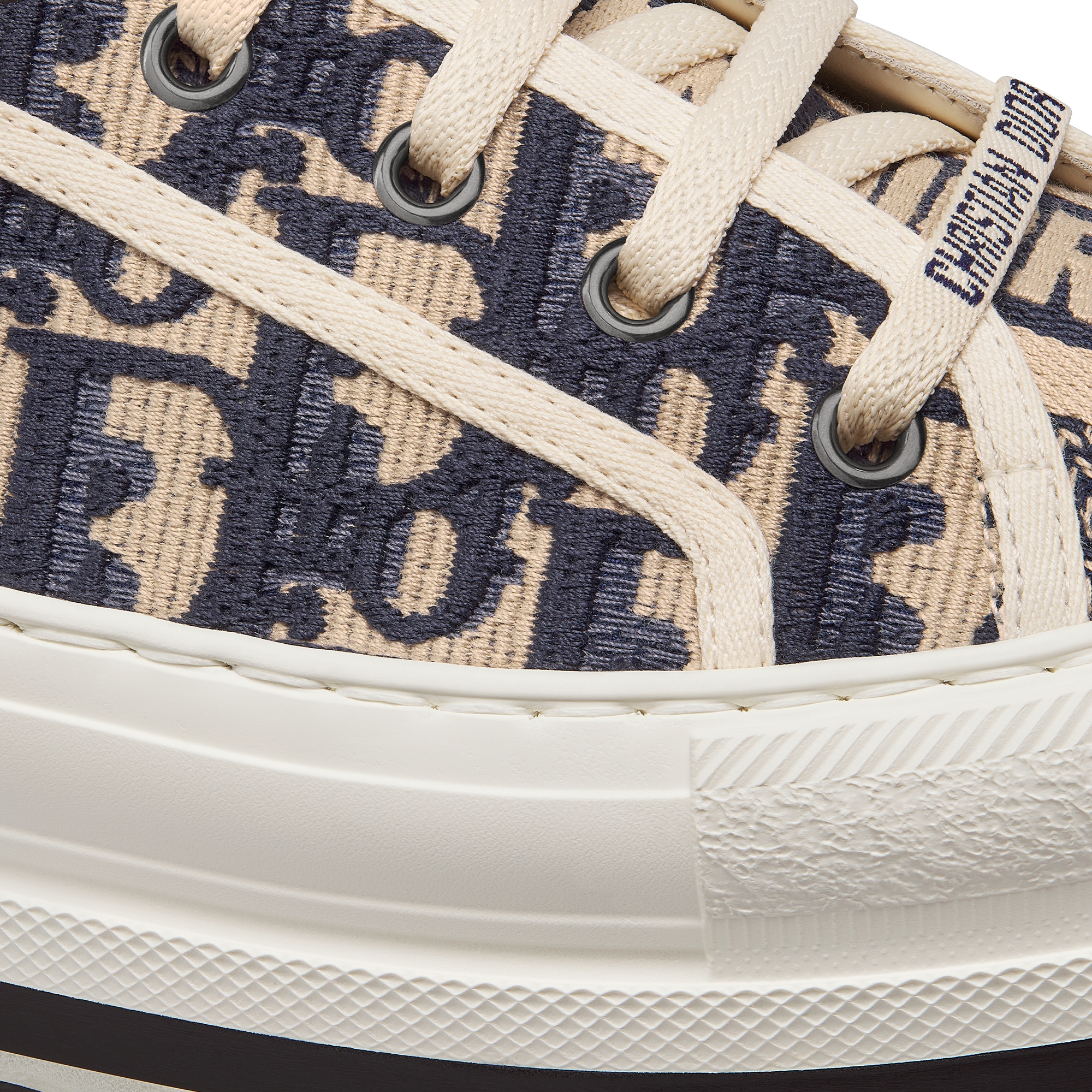 Walk'n'Dior 厚底运动鞋 深蓝色棉质刺绣面料 Oblique 印花 E09