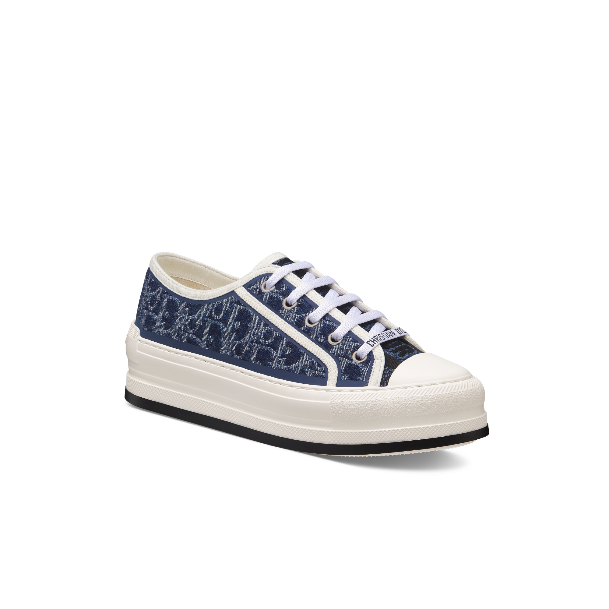 Walk'n'Dior 厚底运动鞋 蓝色石洗效果棉质牛仔布搭配 Oblique 印花图案刺绣 E03