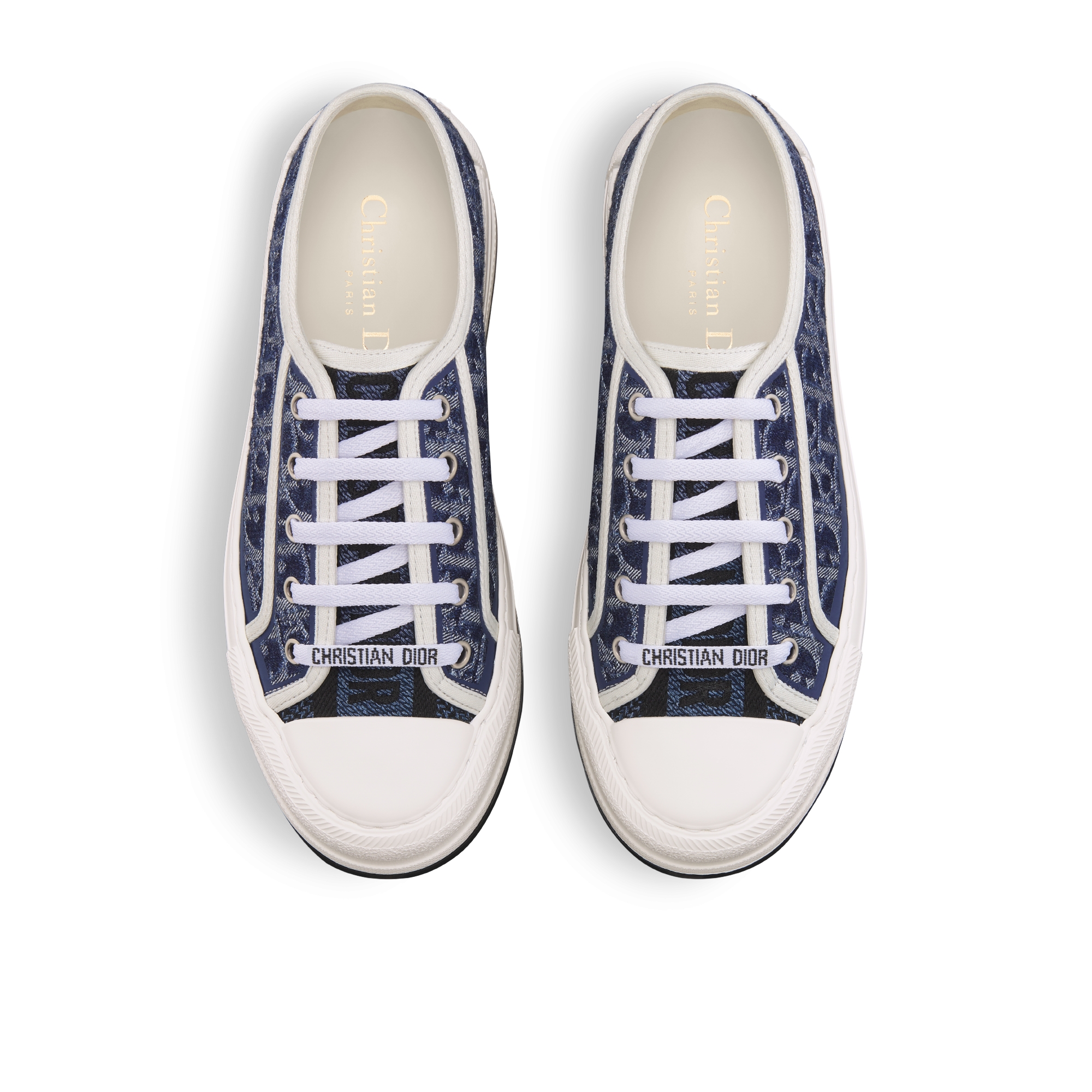 Walk'n'Dior 厚底运动鞋 蓝色石洗效果棉质牛仔布搭配 Oblique 印花图案刺绣 E06