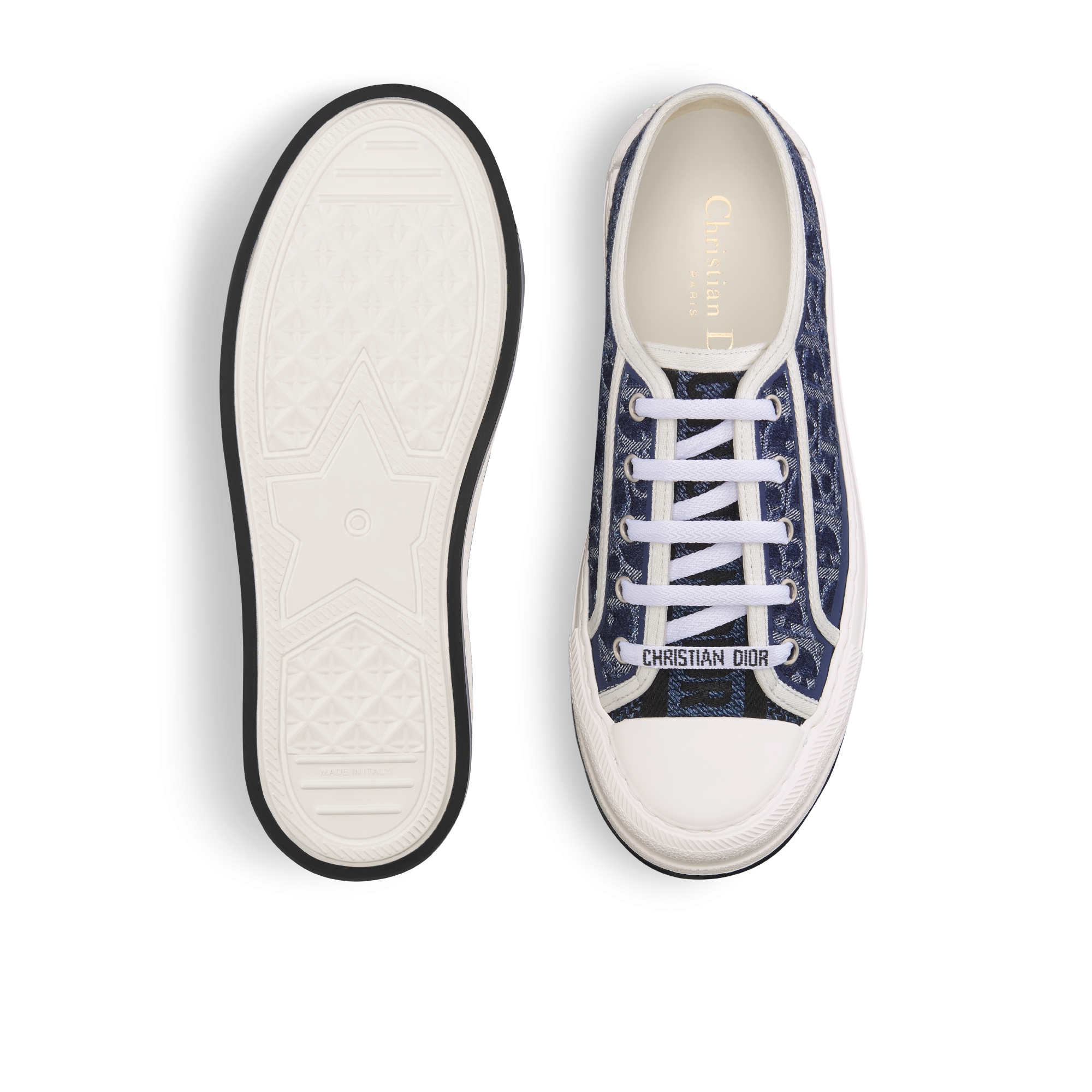 Walk'n'Dior 厚底运动鞋 蓝色石洗效果棉质牛仔布搭配 Oblique 印花图案刺绣 E07