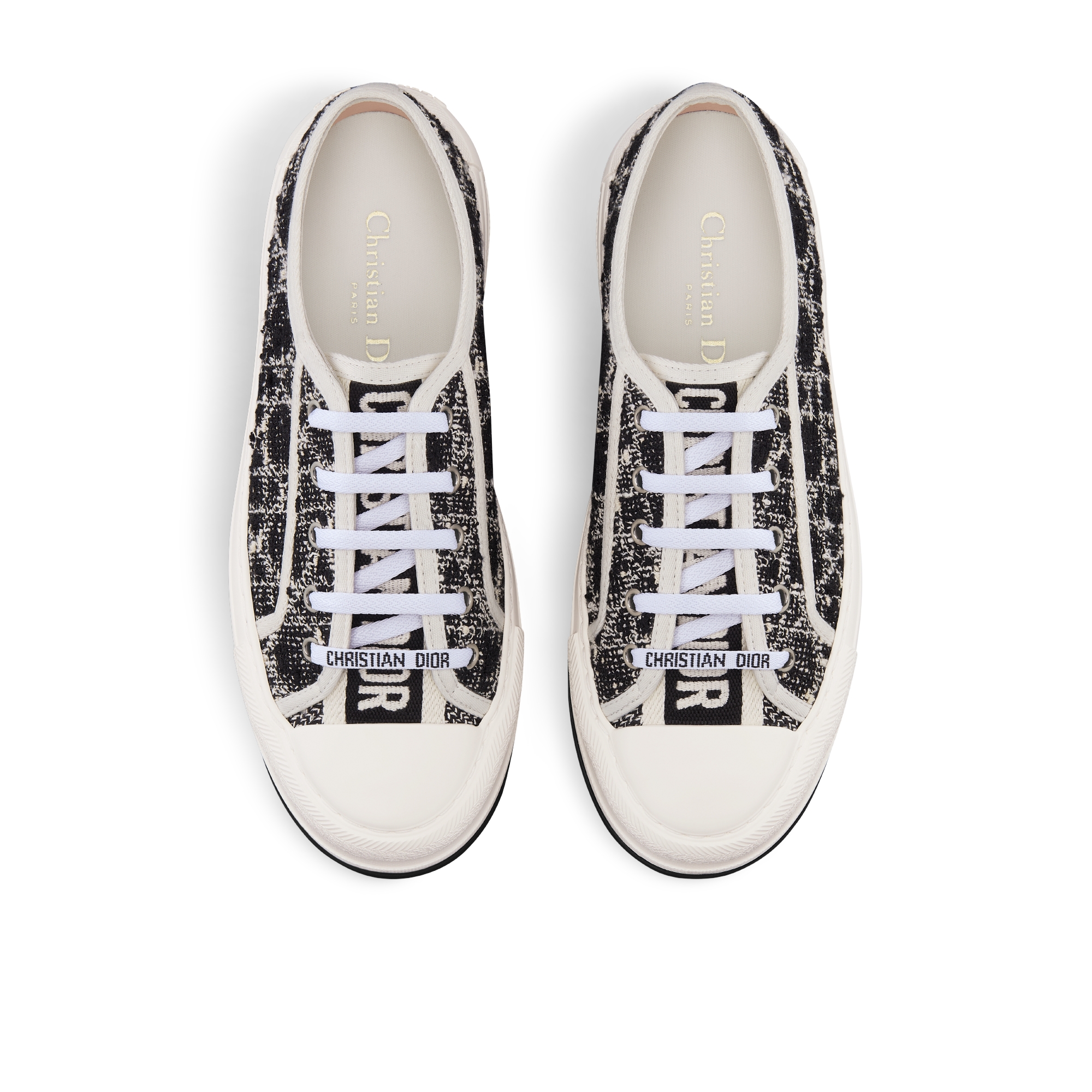 Walk'n'Dior 厚底运动鞋 黑色粗花呢白色藤格纹图案 E06