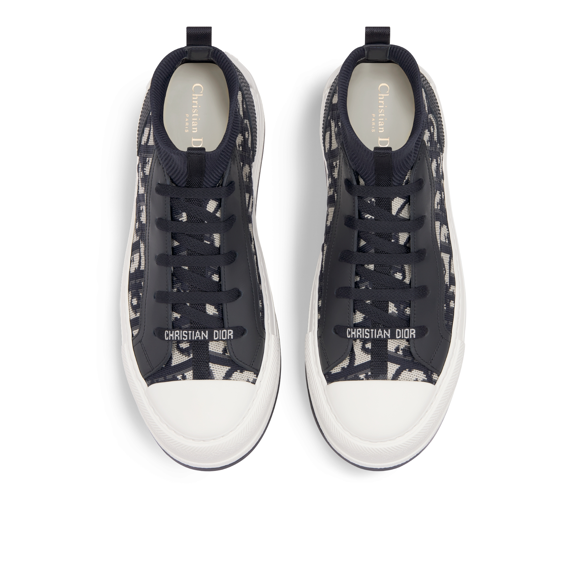 Walk'n'Dior 厚底运动鞋 深蓝色科技针织面料 Oblique 印花和牛皮革 E06