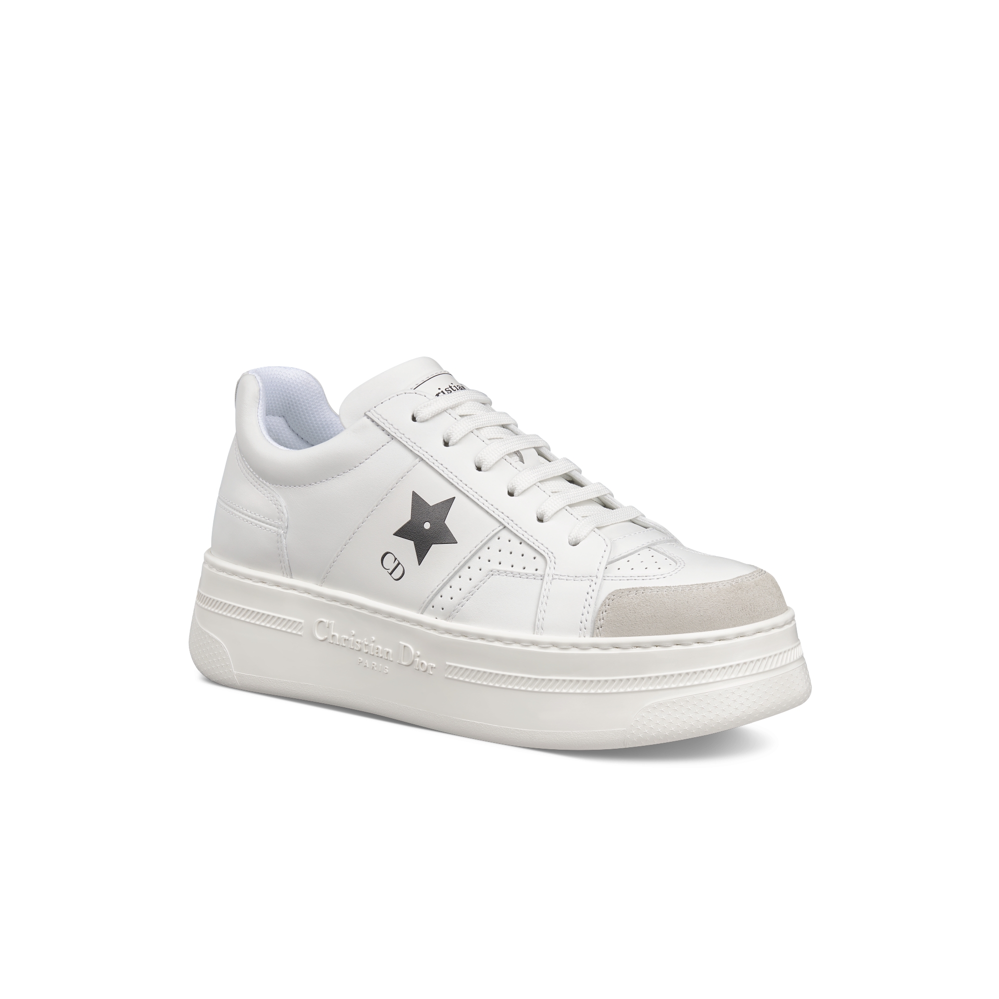 Dior Star 厚底运动鞋 白色牛皮革和绒面牛皮革 E03
