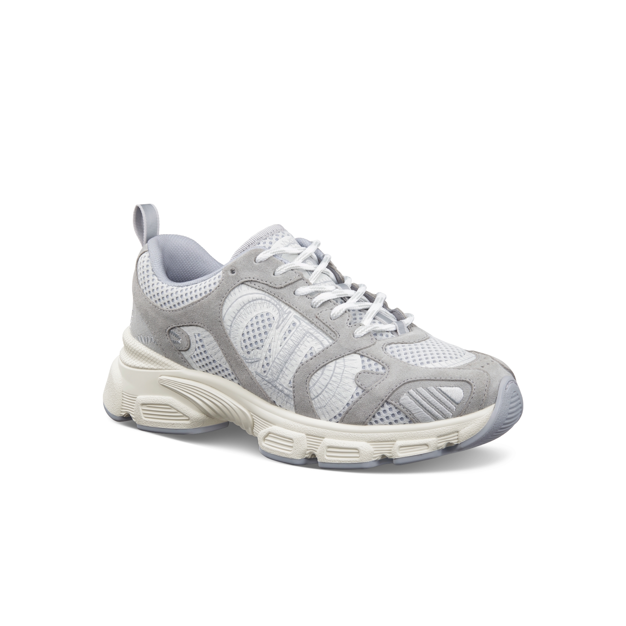 Dior Chrono 运动鞋 灰色网面和绒面牛皮革 E03