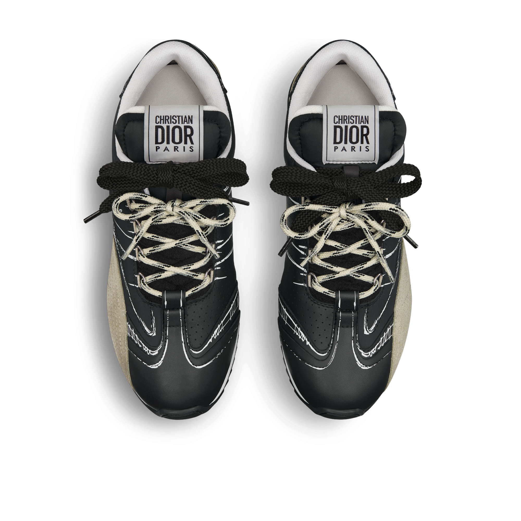 D-Sketch 运动鞋 黑色尼龙和牛皮革 E06