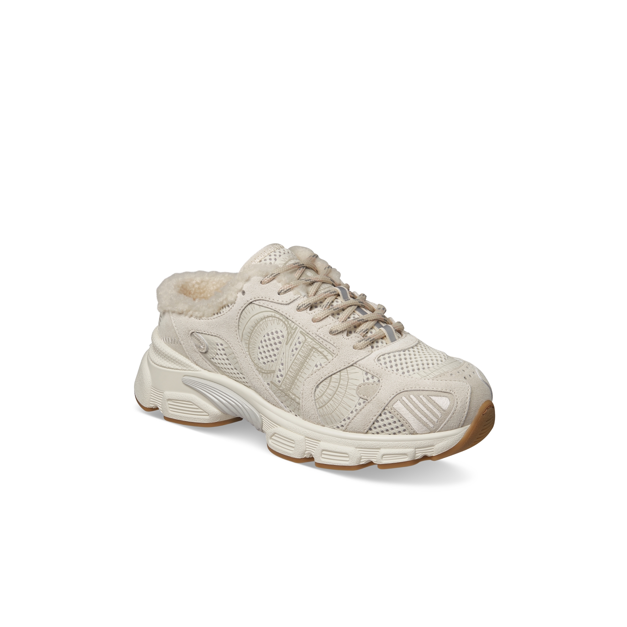 DiorAlps Dior Chrono 运动鞋 米色网眼织物和绒面牛皮革 E03