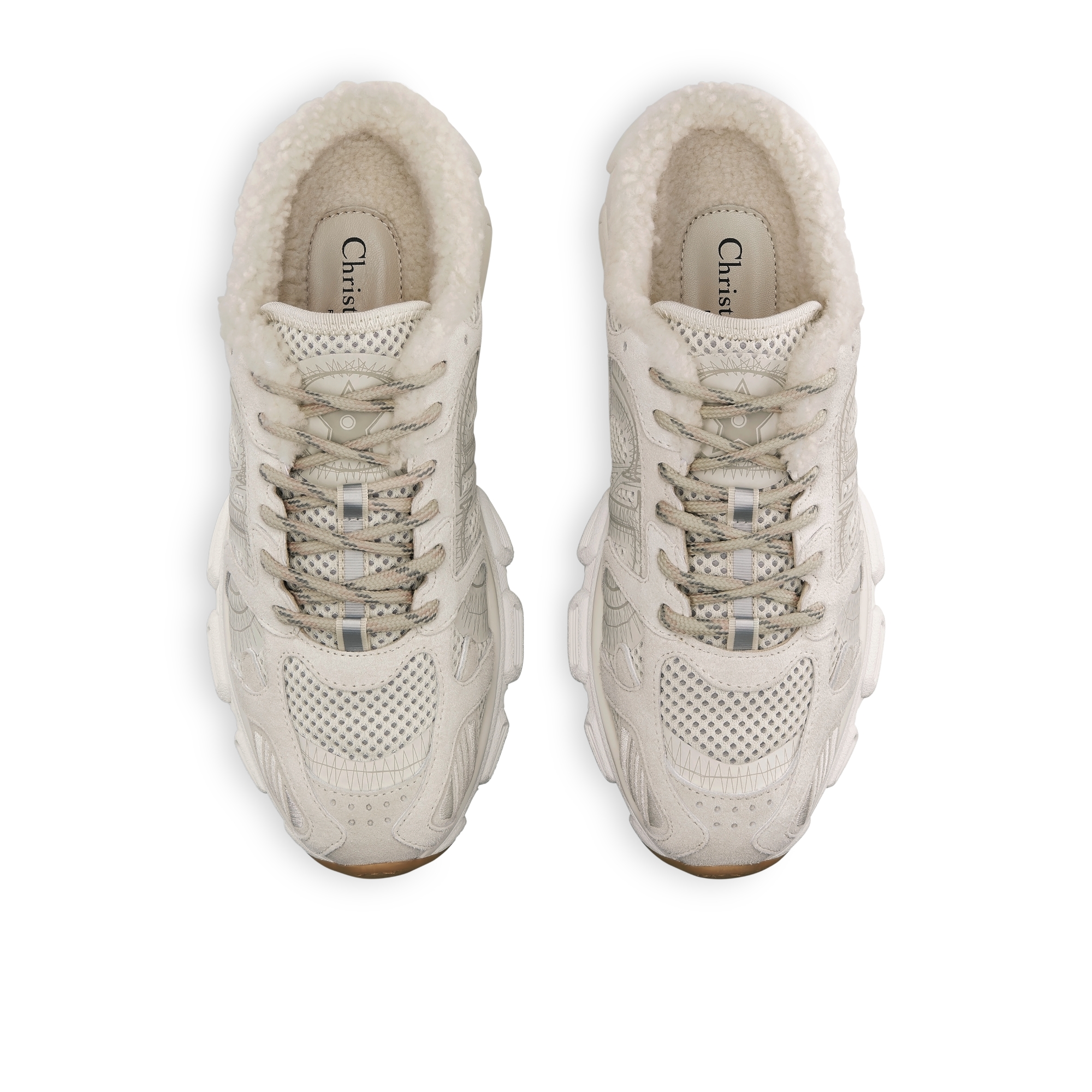 DiorAlps Dior Chrono 运动鞋 米色网眼织物和绒面牛皮革 E06