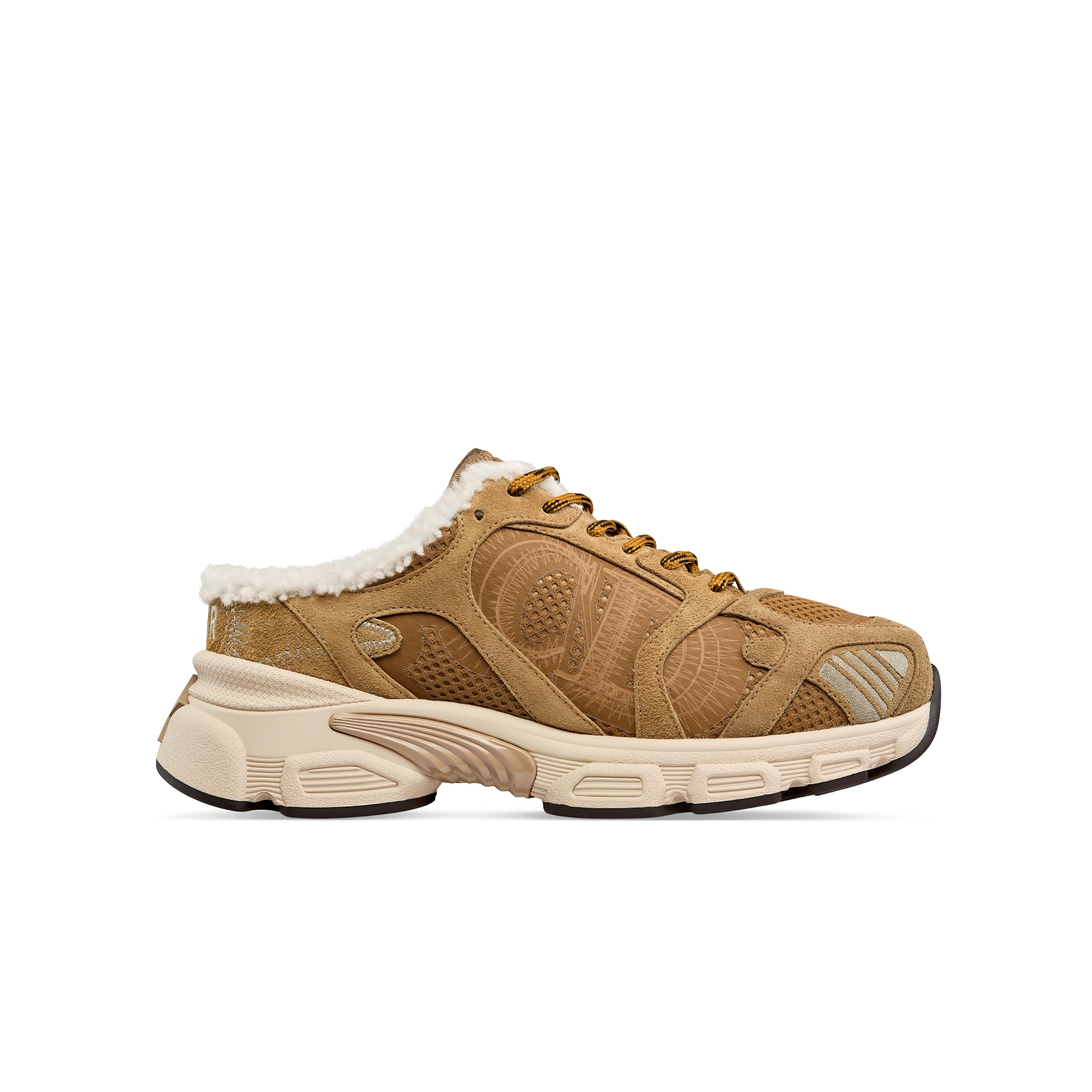 DiorAlps Dior Chrono 运动鞋 驼色网眼织物和绒面牛皮革 E02