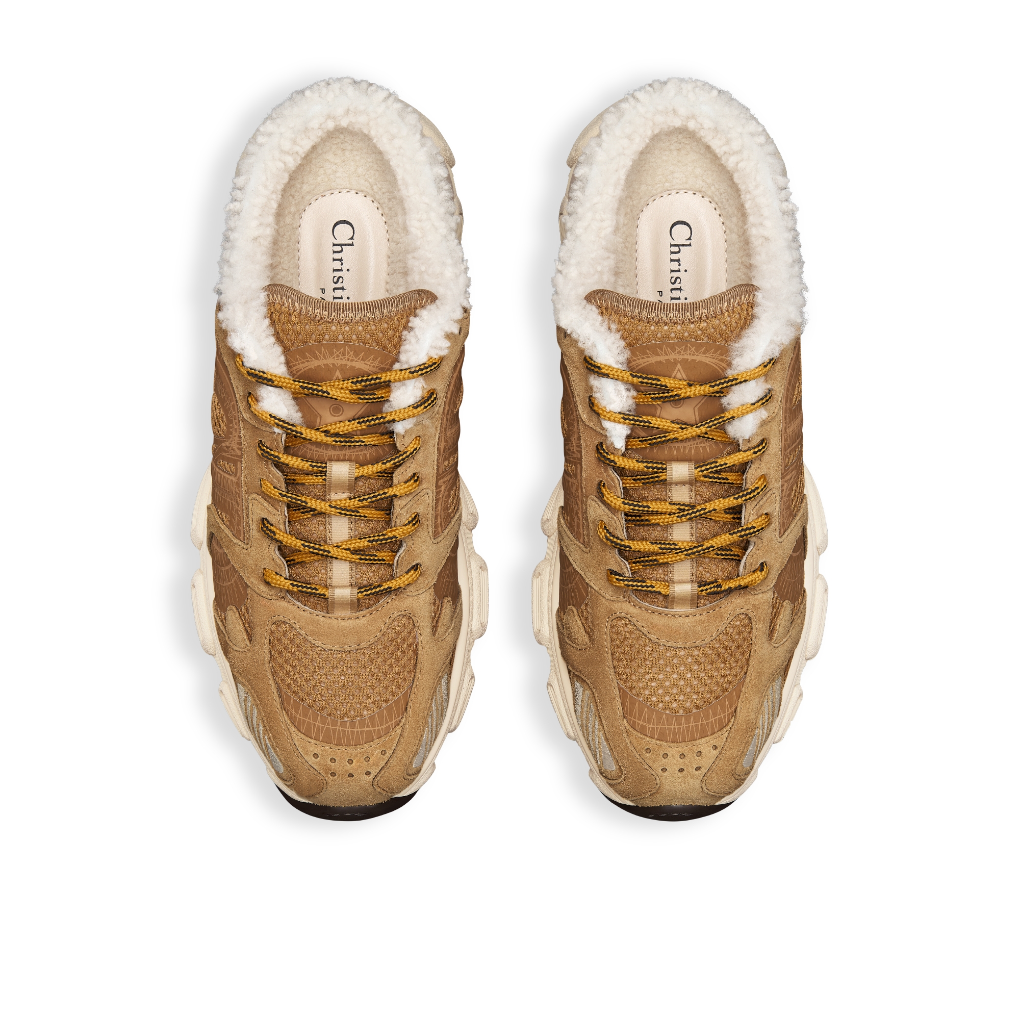 DiorAlps Dior Chrono 运动鞋 驼色网眼织物和绒面牛皮革 E06