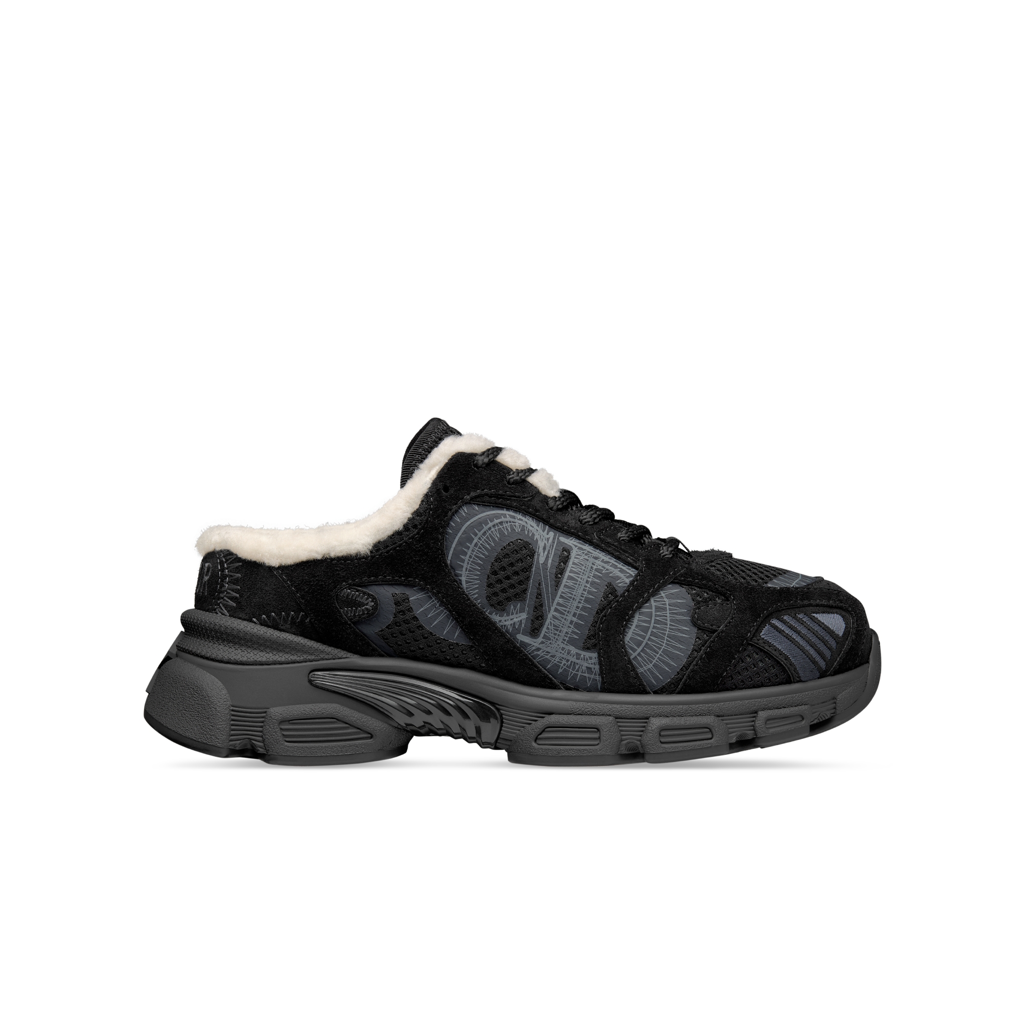 DiorAlps Dior Chrono 运动鞋 黑色网眼织物和绒面牛皮革 E02